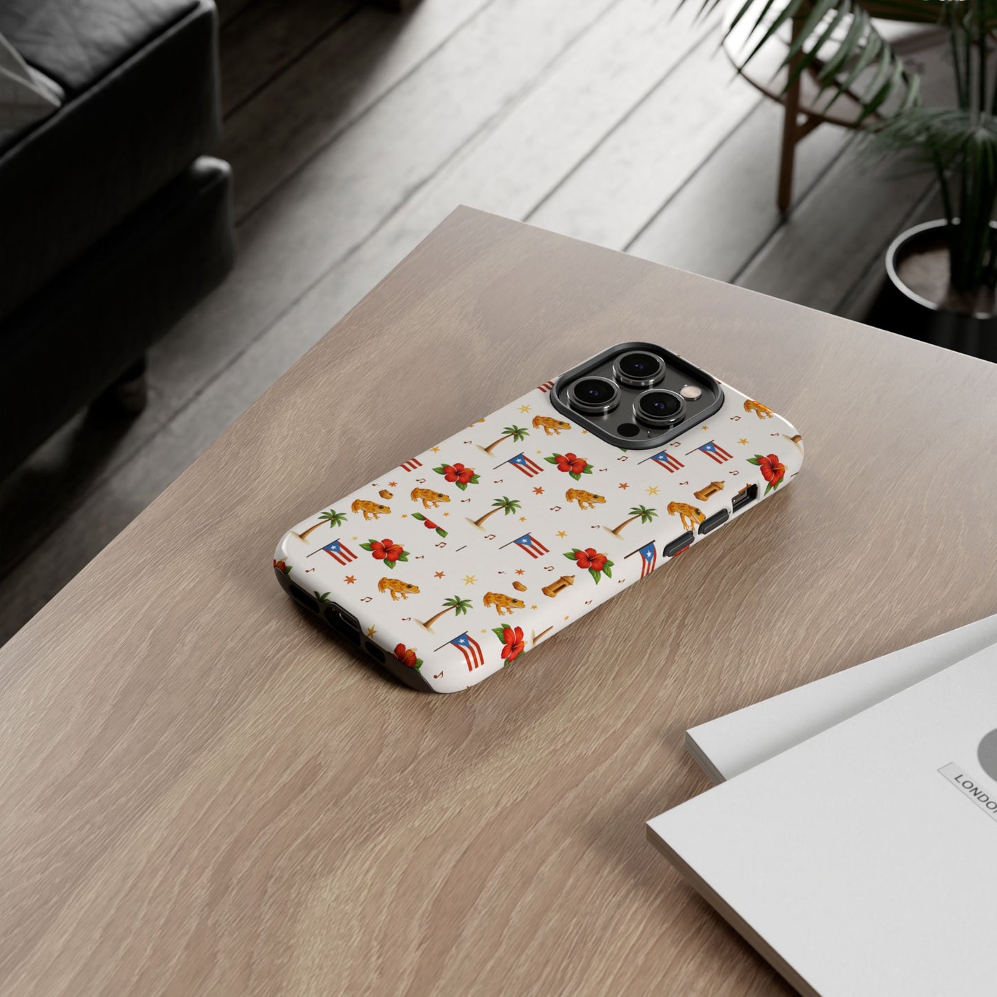 Puerto Rico Pattern Phone Case — Tropical Flag, Hibiscus & Coqui Tough Case