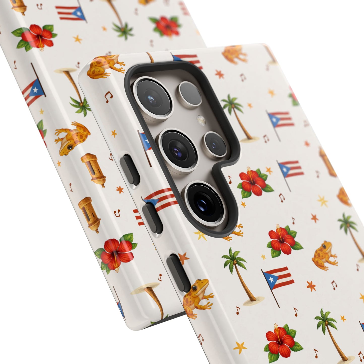 Puerto Rico Pattern Phone Case — Tropical Flag, Hibiscus & Coqui Tough Case