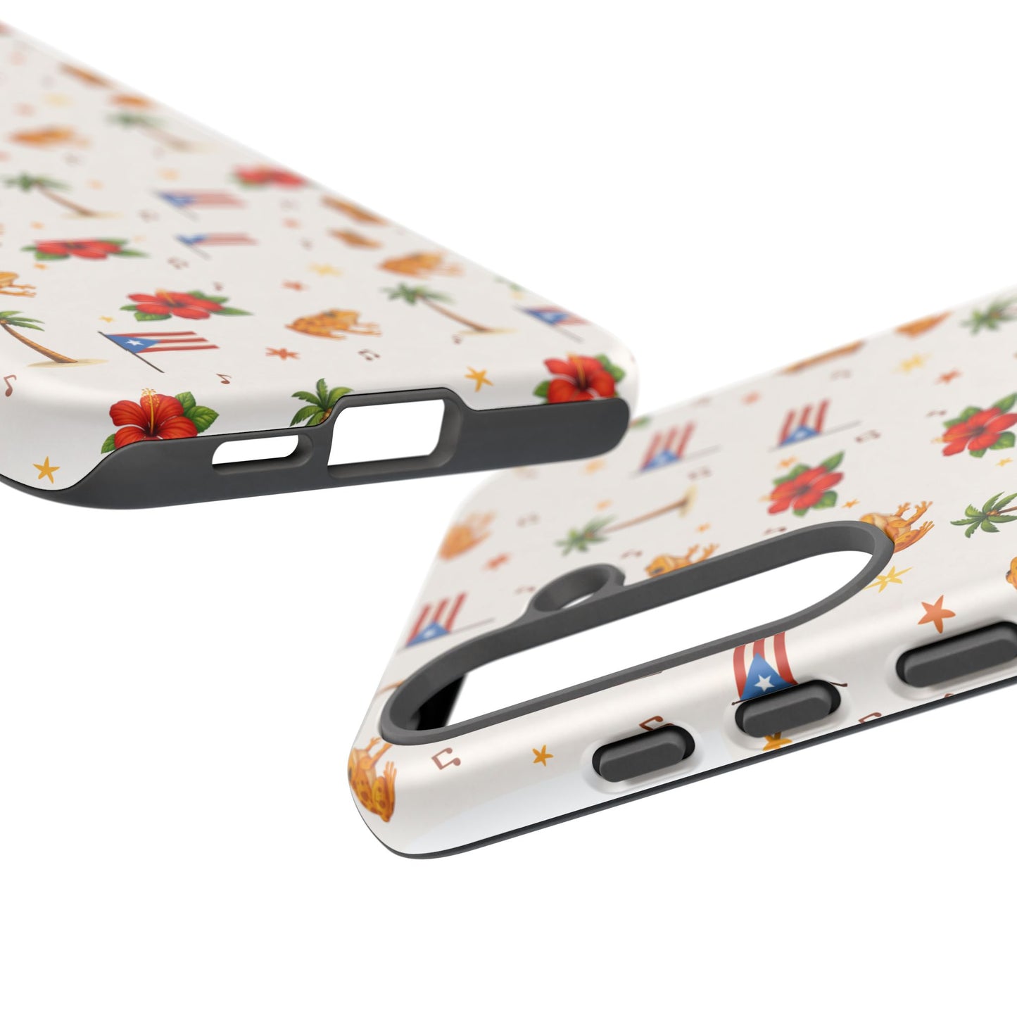 Puerto Rico Pattern Phone Case — Tropical Flag, Hibiscus & Coqui Tough Case
