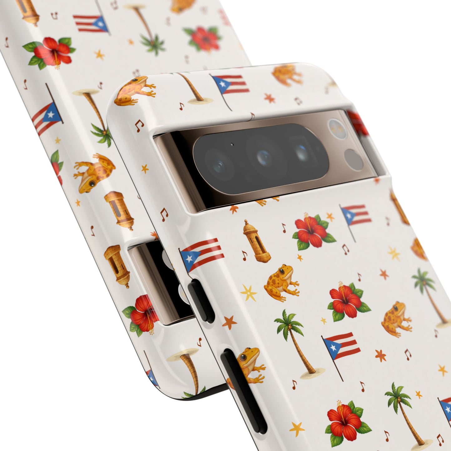 Puerto Rico Pattern Phone Case — Tropical Flag, Hibiscus & Coqui Tough Case