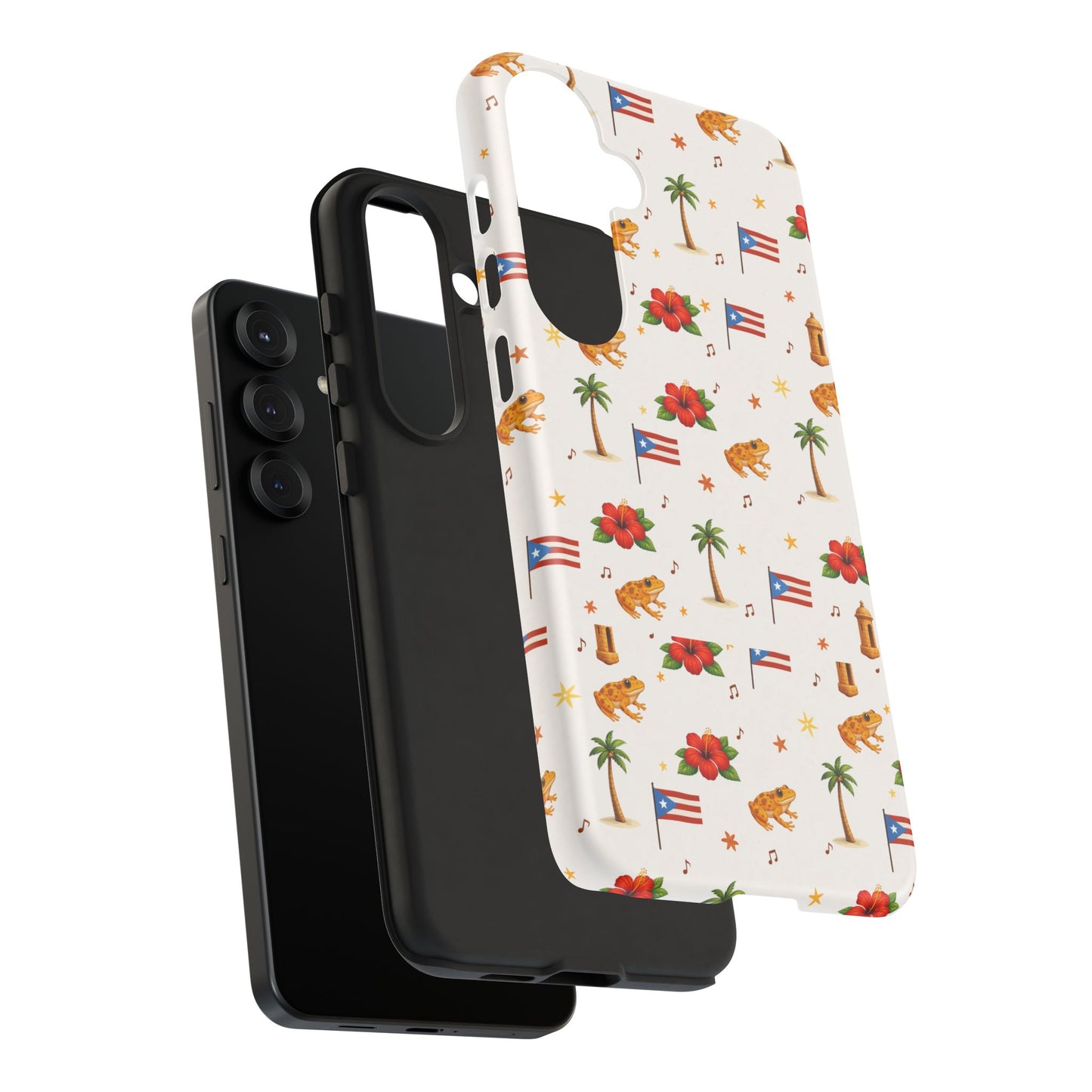 Puerto Rico Pattern Phone Case — Tropical Flag, Hibiscus & Coqui Tough Case