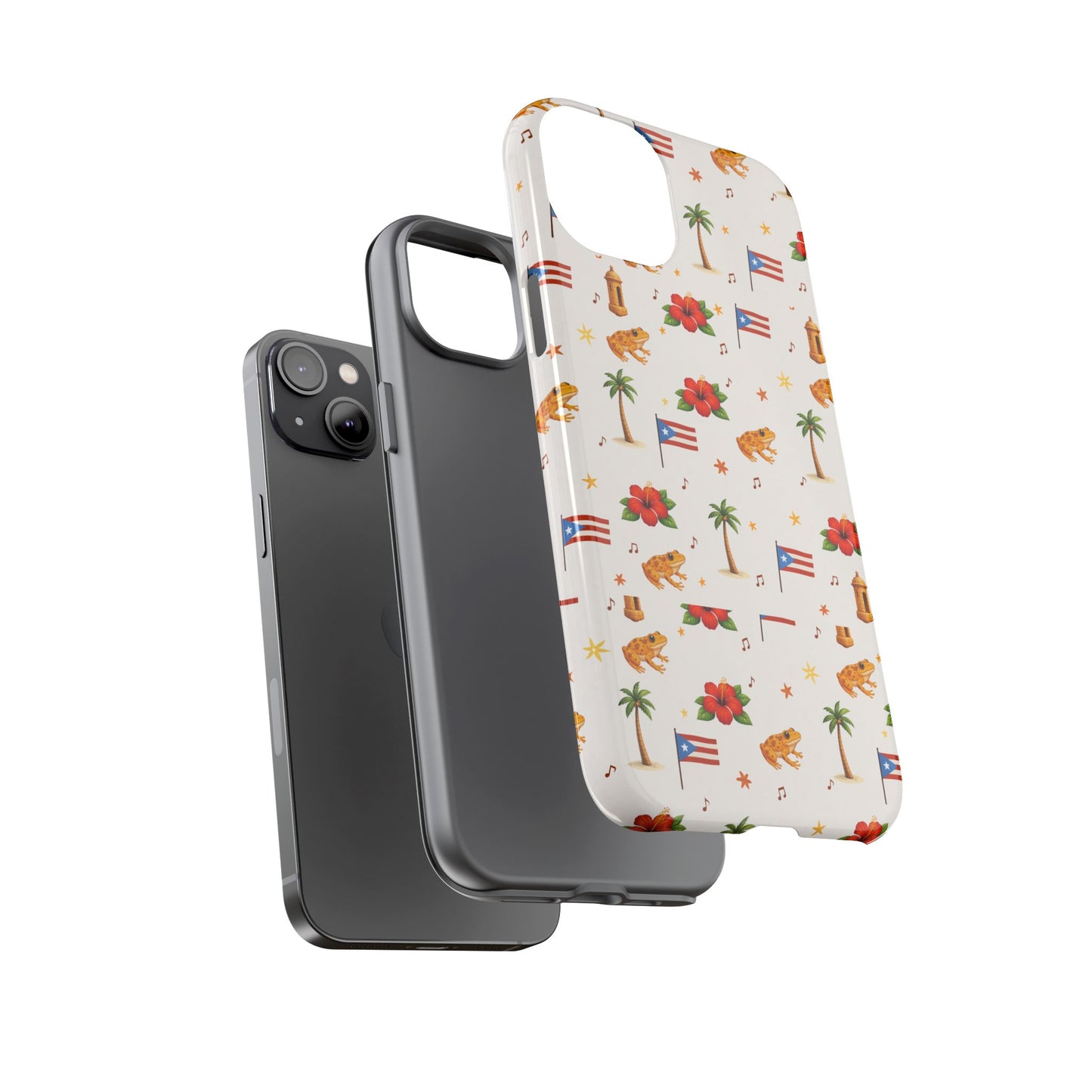 Puerto Rico Pattern Phone Case — Tropical Flag, Hibiscus & Coqui Tough Case