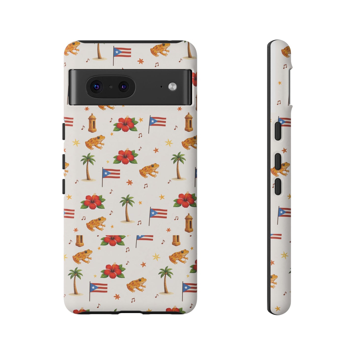 Puerto Rico Pattern Phone Case — Tropical Flag, Hibiscus & Coqui Tough Case