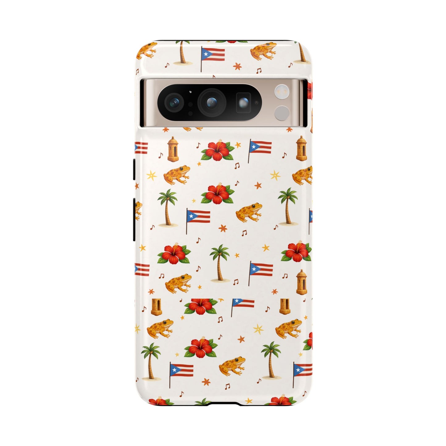 Puerto Rico Pattern Phone Case — Tropical Flag, Hibiscus & Coqui Tough Case