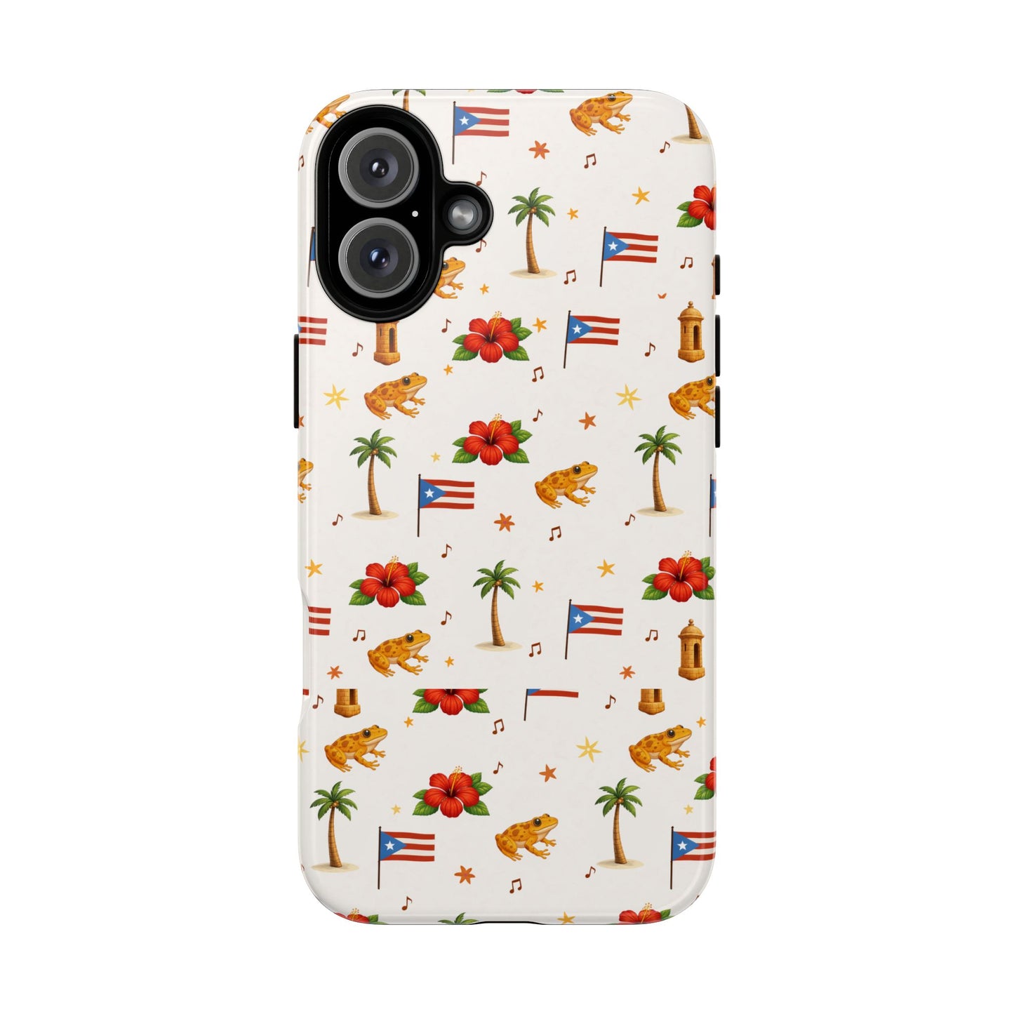 Puerto Rico Pattern Phone Case — Tropical Flag, Hibiscus & Coqui Tough Case