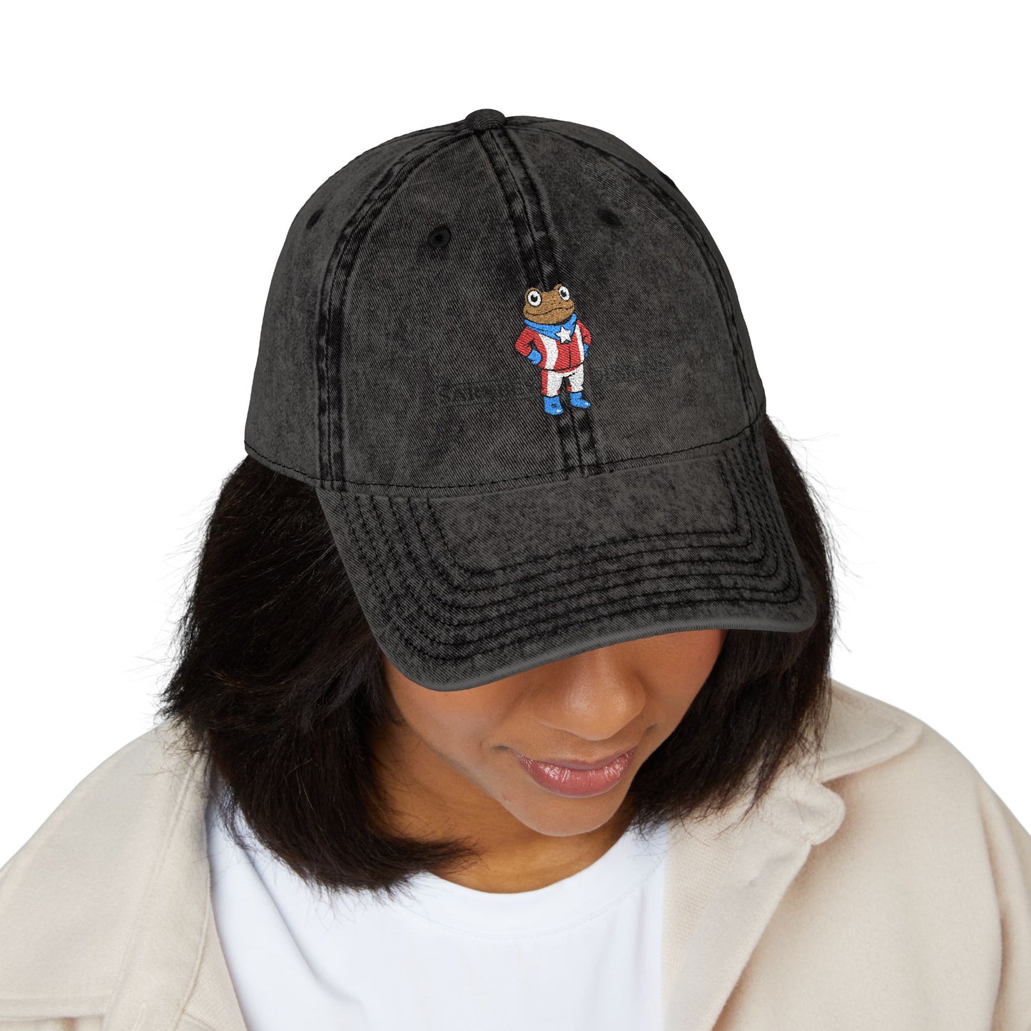 Vintage Puerto Rican Concho Hat . Boricua Embroidered Dad Cap . Washed Denim Style Baseball Cap . Island Pride Streetwear
