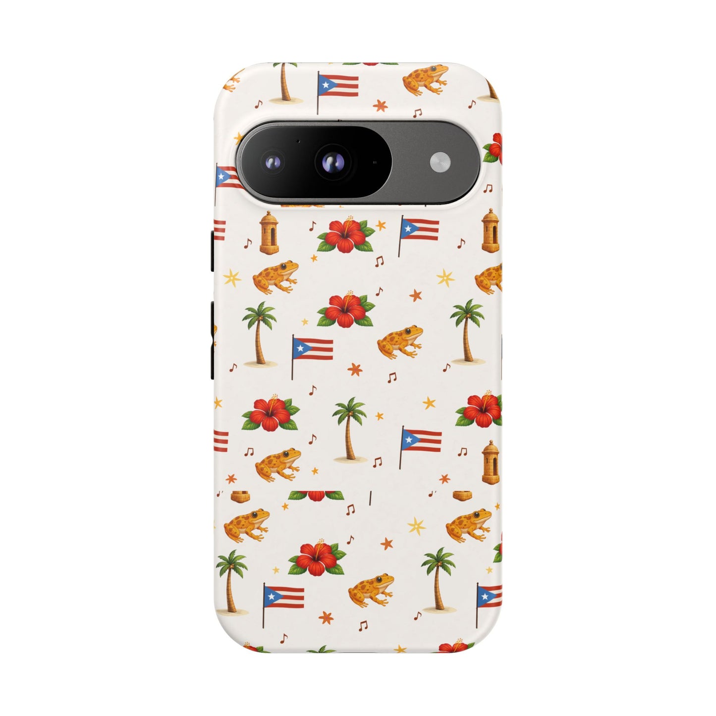 Puerto Rico Pattern Phone Case — Tropical Flag, Hibiscus & Coqui Tough Case