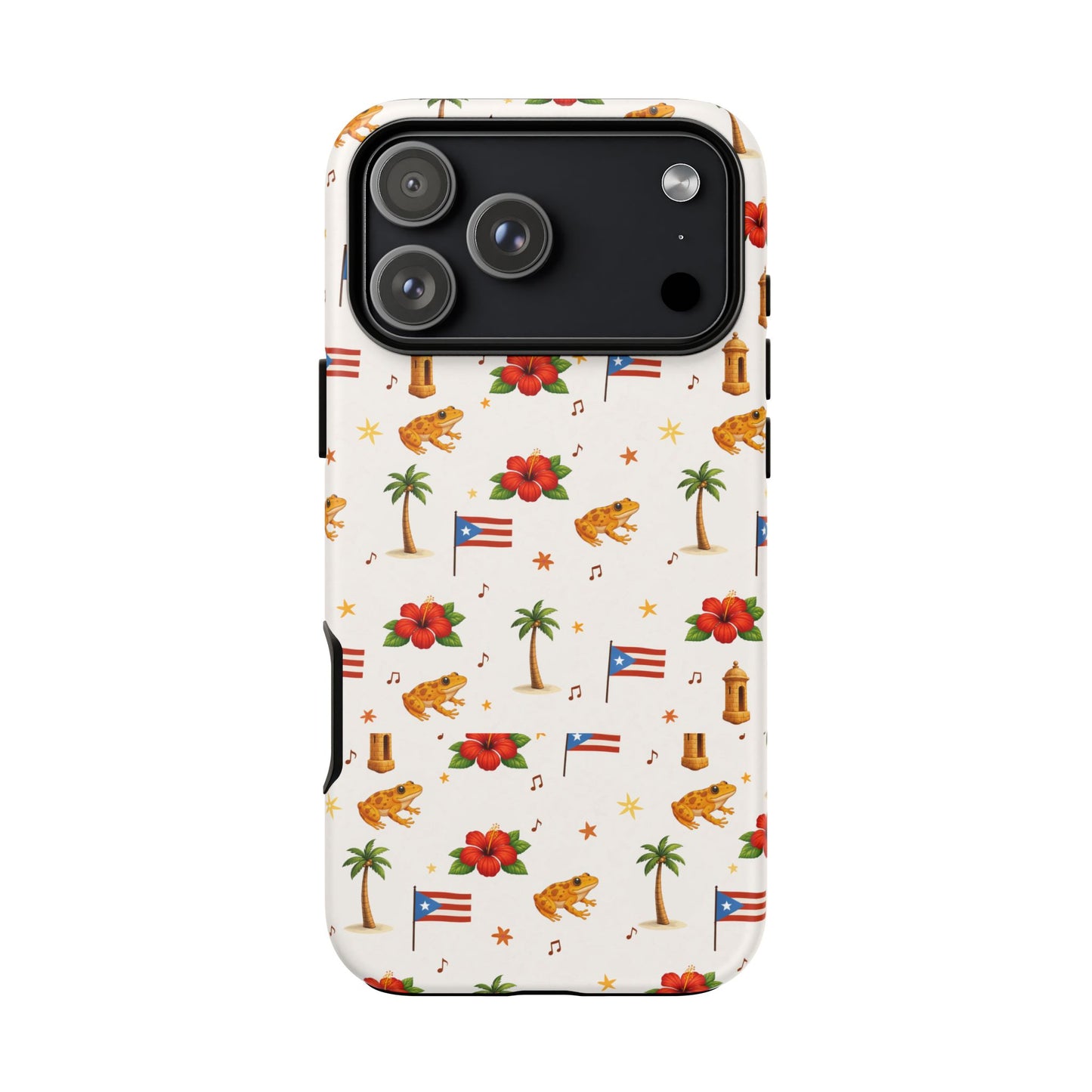 Puerto Rico Pattern Phone Case — Tropical Flag, Hibiscus & Coqui Tough Case