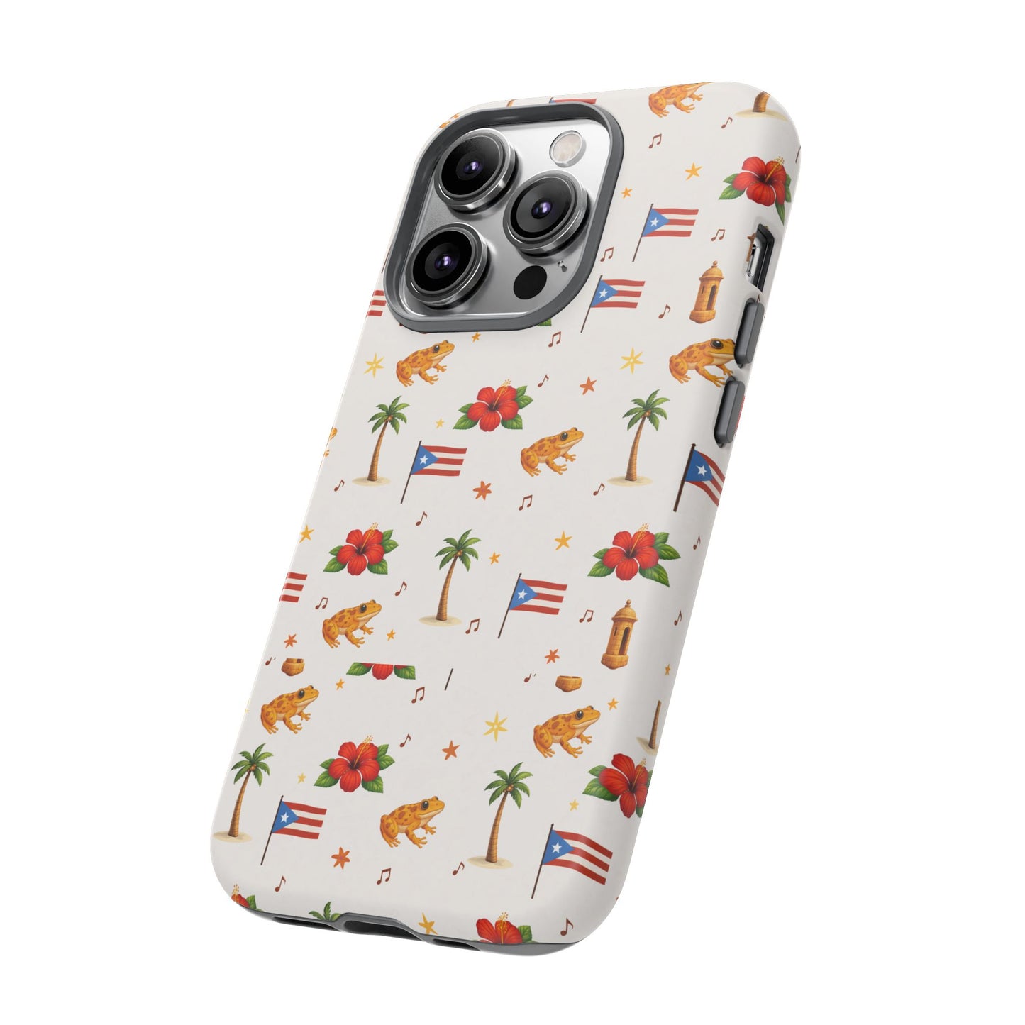 Puerto Rico Pattern Phone Case — Tropical Flag, Hibiscus & Coqui Tough Case