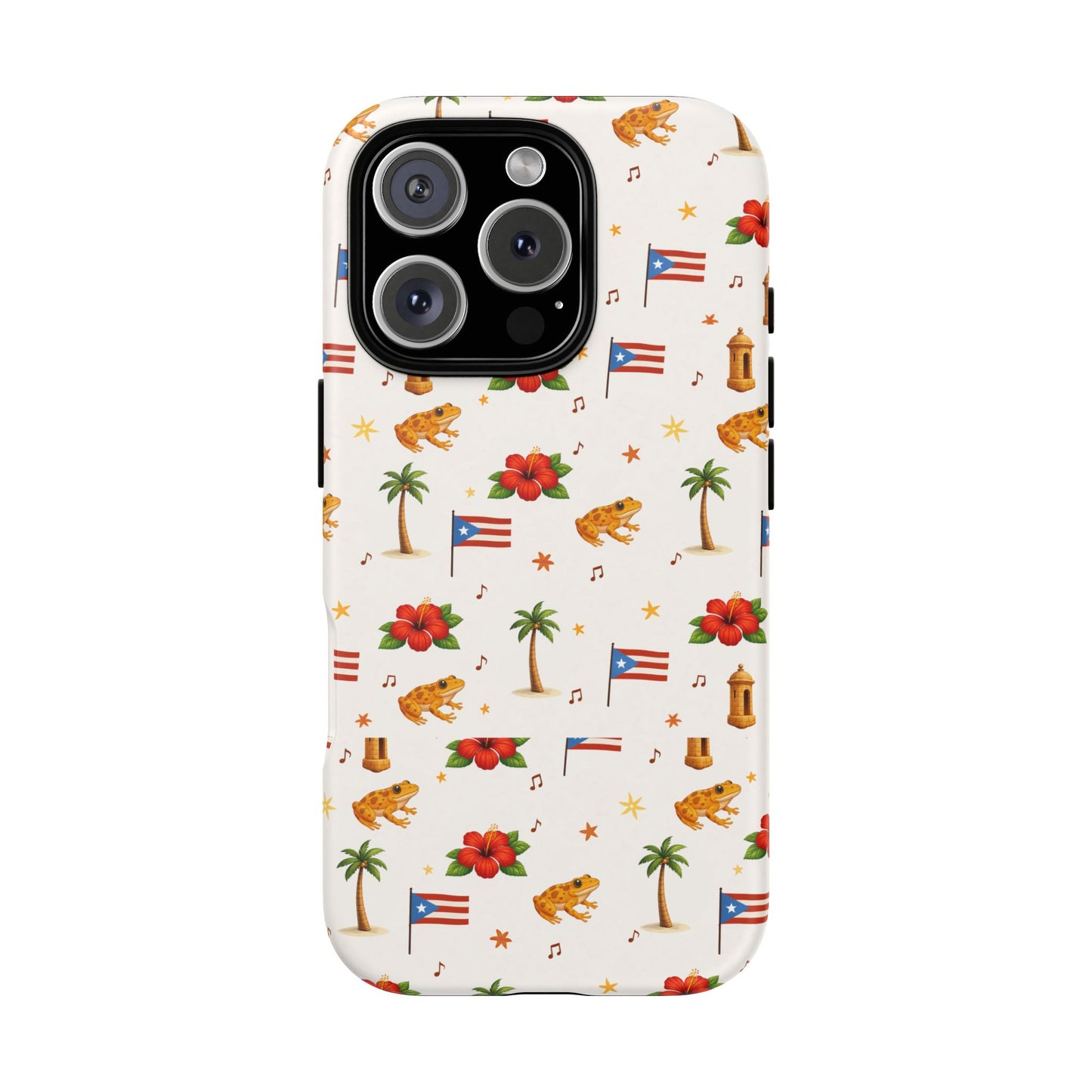 Puerto Rico Pattern Phone Case — Tropical Flag, Hibiscus & Coqui Tough Case