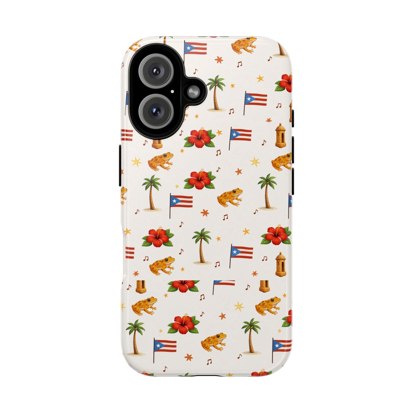 Puerto Rico Pattern Phone Case — Tropical Flag, Hibiscus & Coqui Tough Case