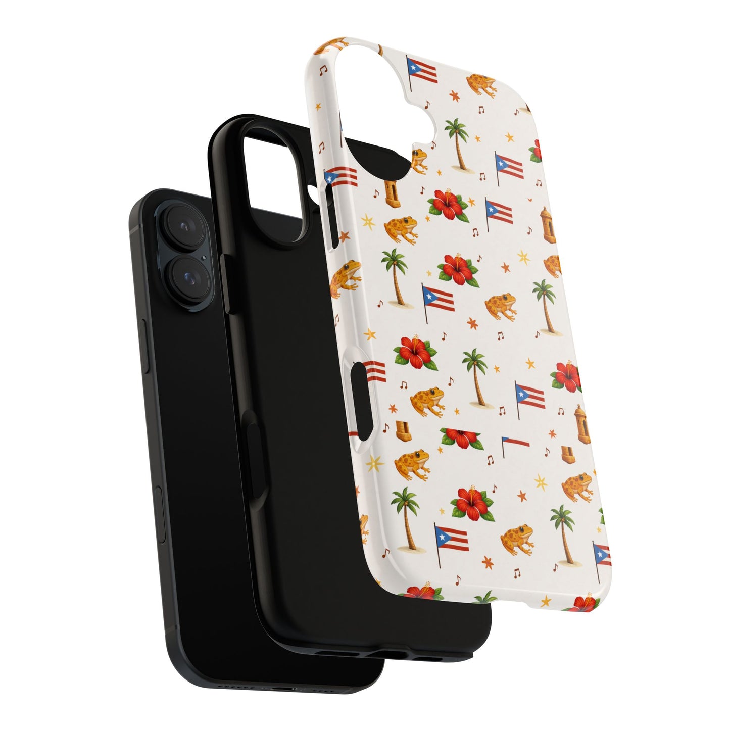 Puerto Rico Pattern Phone Case — Tropical Flag, Hibiscus & Coqui Tough Case