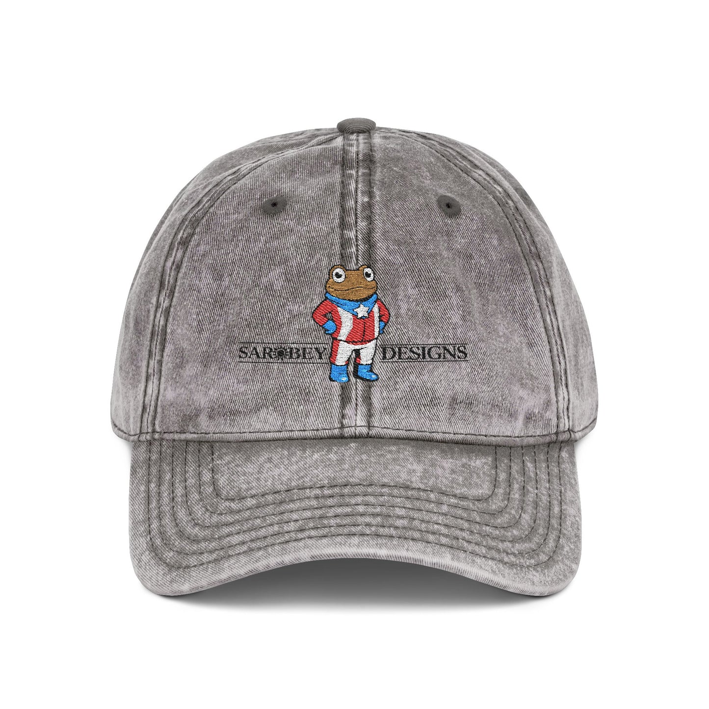 Vintage Puerto Rican Concho Hat . Boricua Embroidered Dad Cap . Washed Denim Style Baseball Cap . Island Pride Streetwear