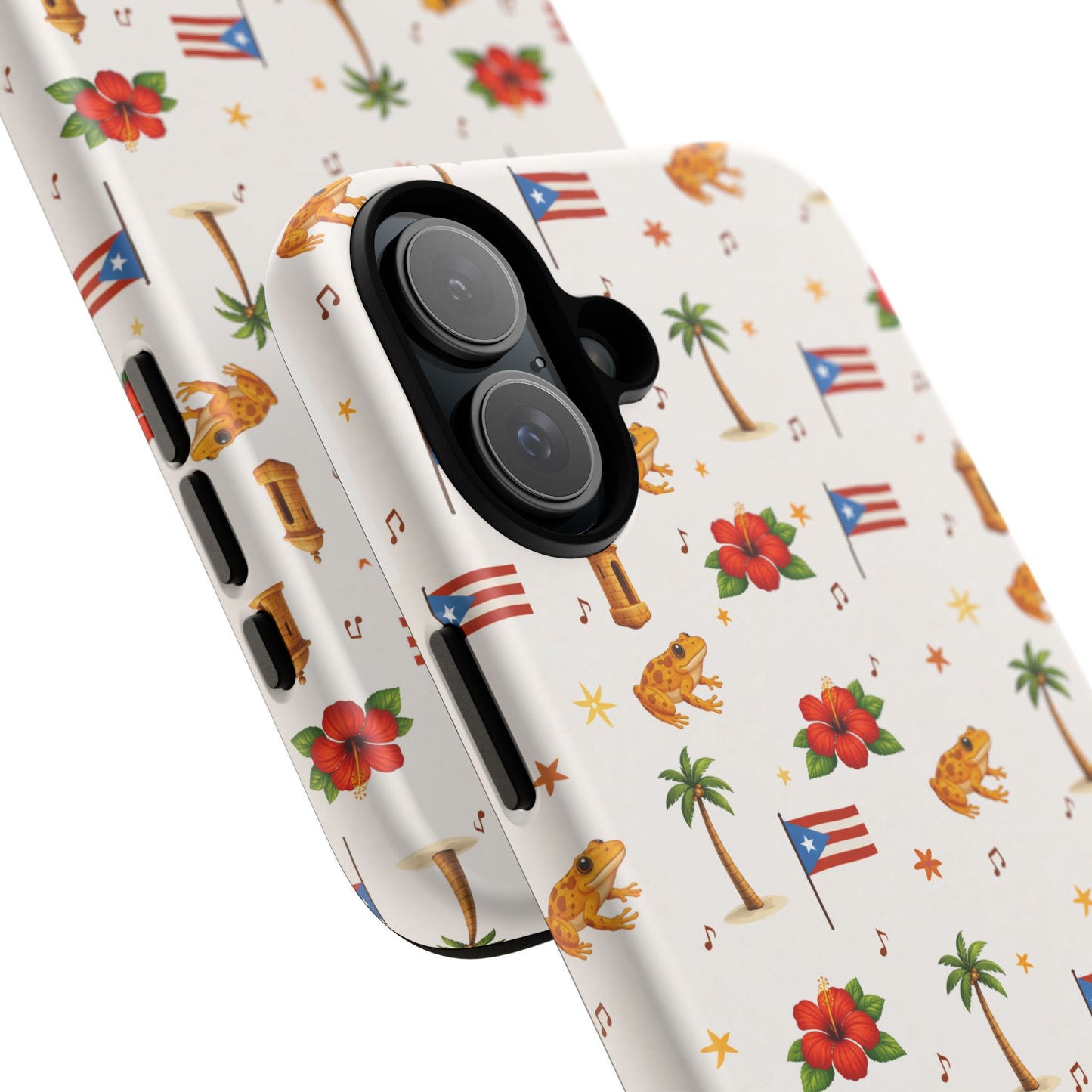 Puerto Rico Pattern Phone Case — Tropical Flag, Hibiscus & Coqui Tough Case