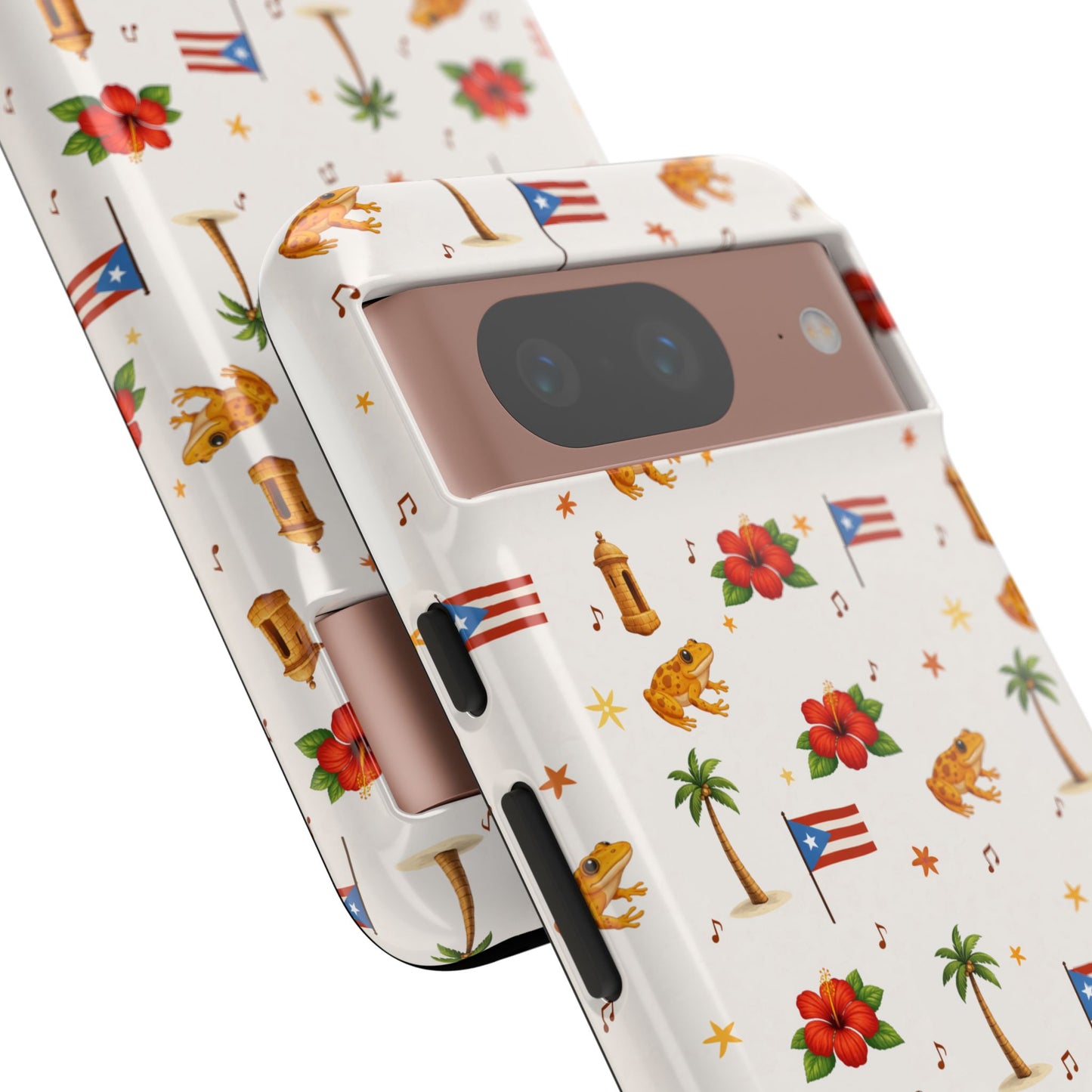Puerto Rico Pattern Phone Case — Tropical Flag, Hibiscus & Coqui Tough Case