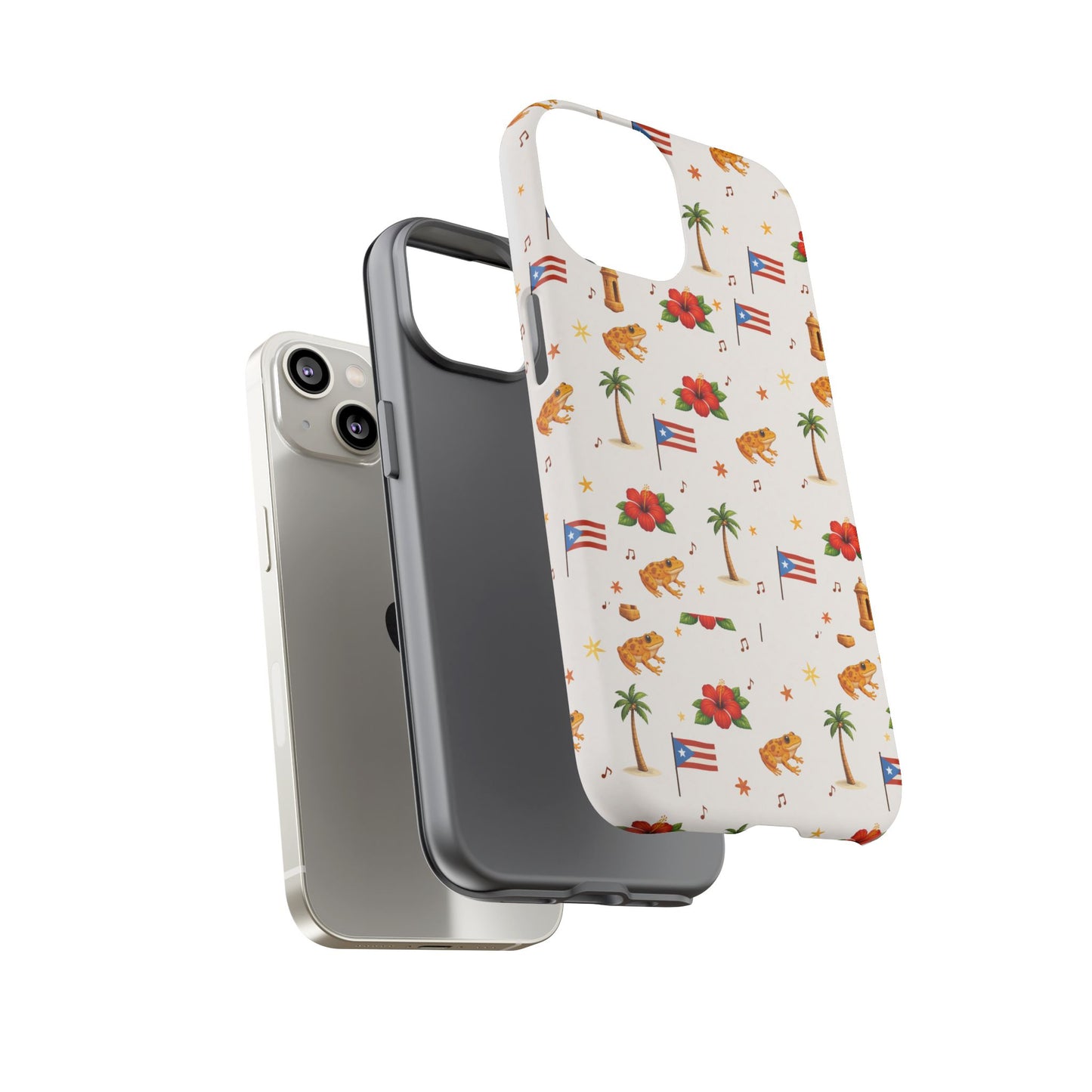 Puerto Rico Pattern Phone Case — Tropical Flag, Hibiscus & Coqui Tough Case