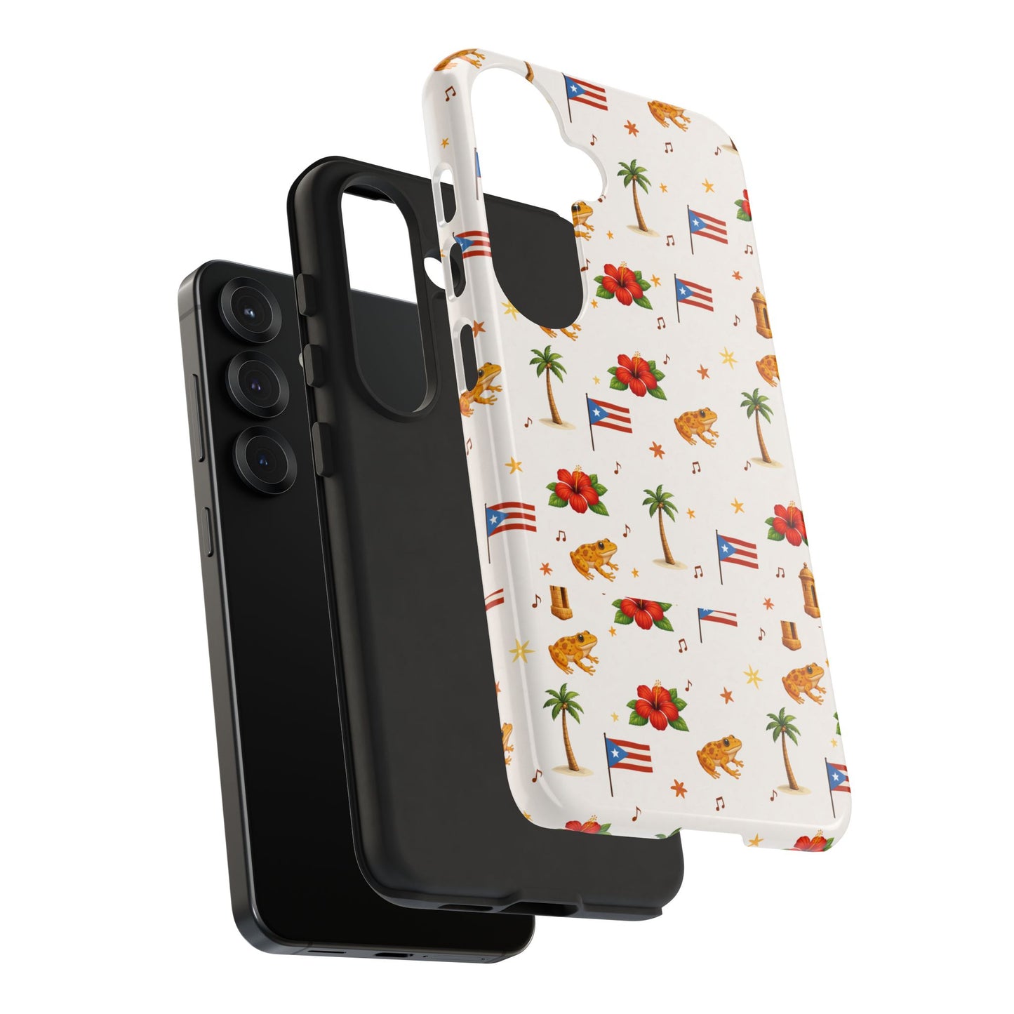 Puerto Rico Pattern Phone Case — Tropical Flag, Hibiscus & Coqui Tough Case