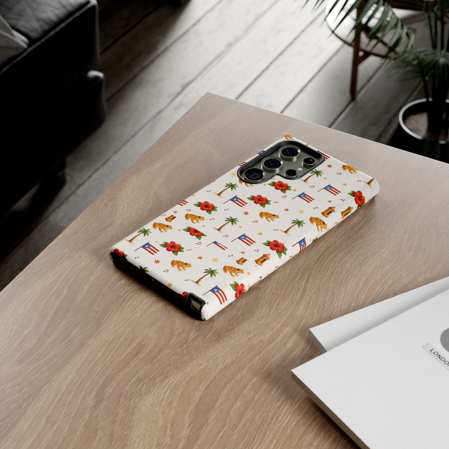 Puerto Rico Pattern Phone Case — Tropical Flag, Hibiscus & Coqui Tough Case