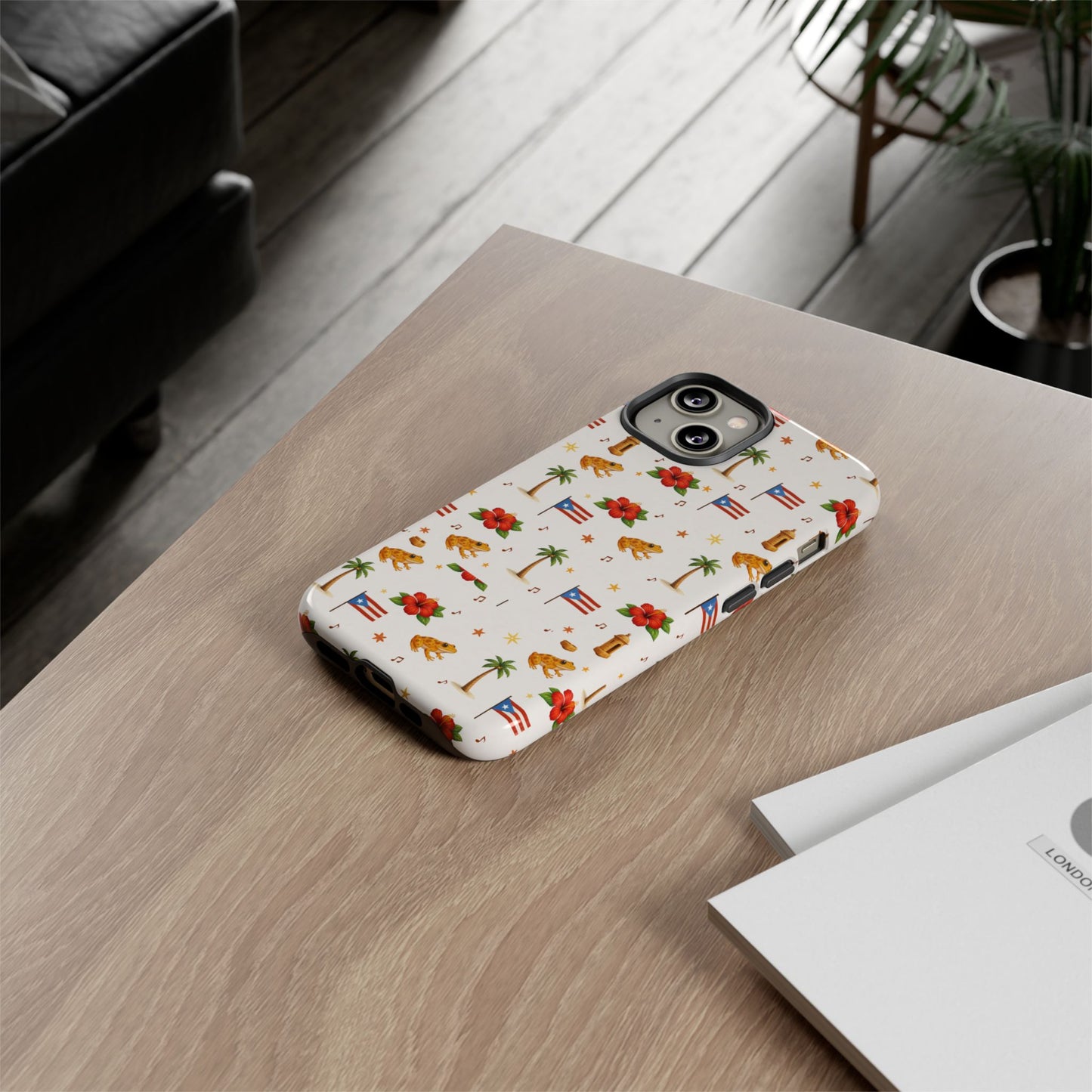 Puerto Rico Pattern Phone Case — Tropical Flag, Hibiscus & Coqui Tough Case