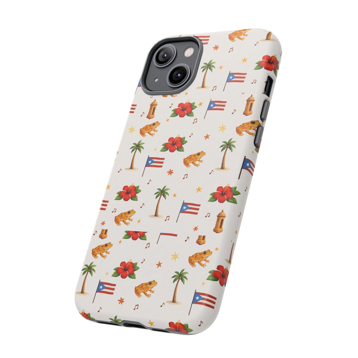 Puerto Rico Pattern Phone Case — Tropical Flag, Hibiscus & Coqui Tough Case