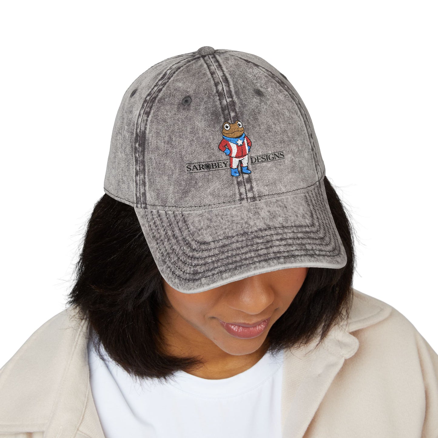 Vintage Puerto Rican Concho Hat . Boricua Embroidered Dad Cap . Washed Denim Style Baseball Cap . Island Pride Streetwear