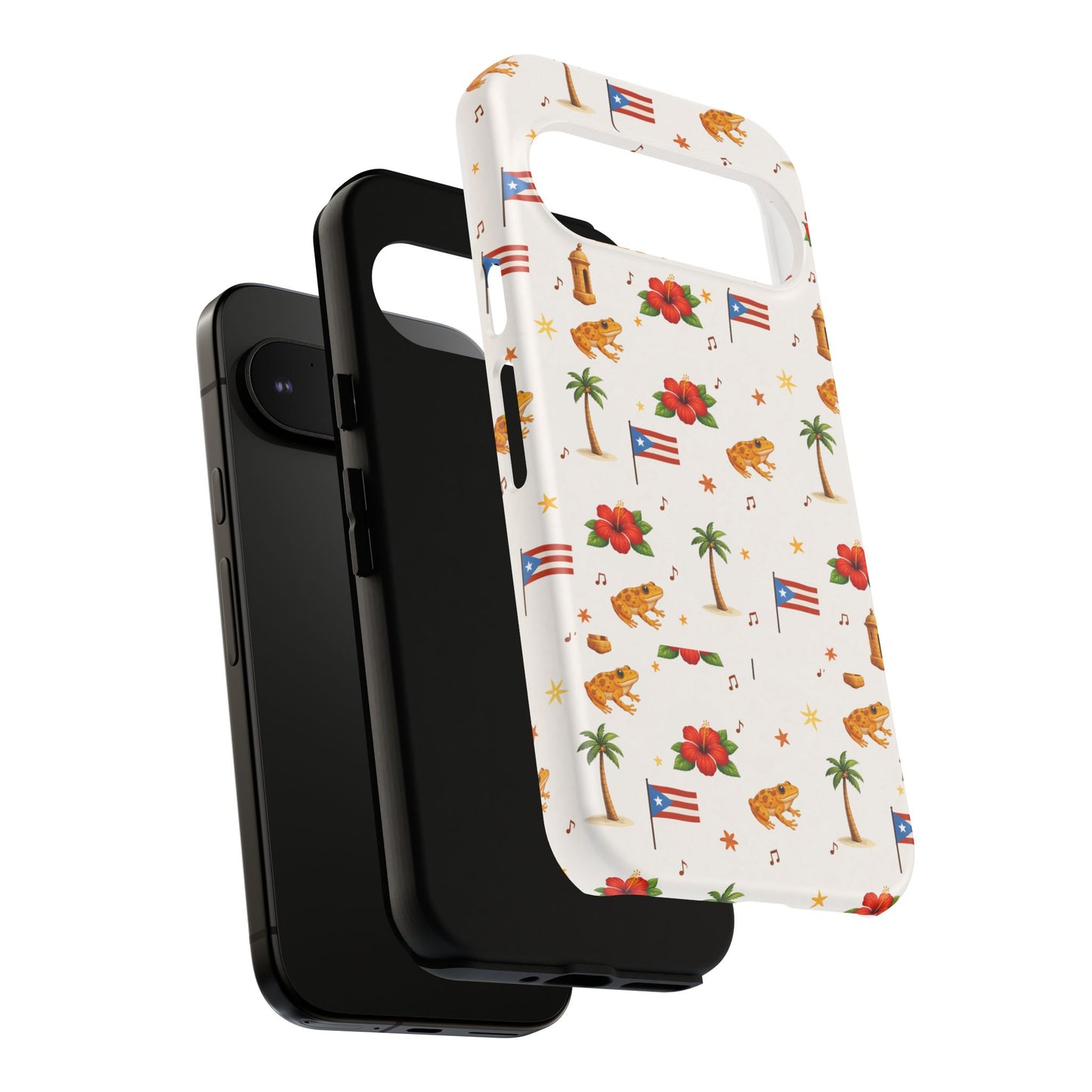 Puerto Rico Pattern Phone Case — Tropical Flag, Hibiscus & Coqui Tough Case