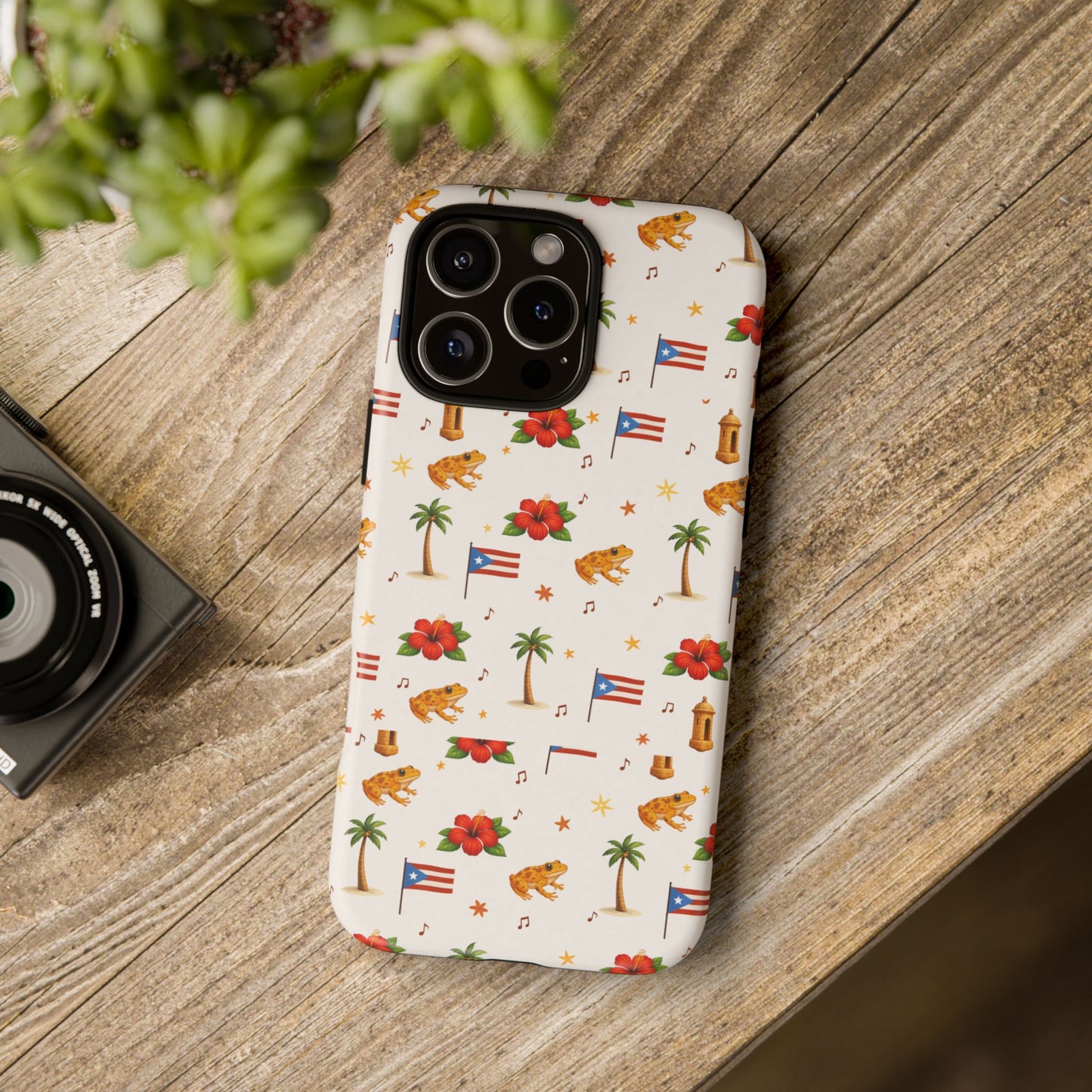 Puerto Rico Pattern Phone Case — Tropical Flag, Hibiscus & Coqui Tough Case