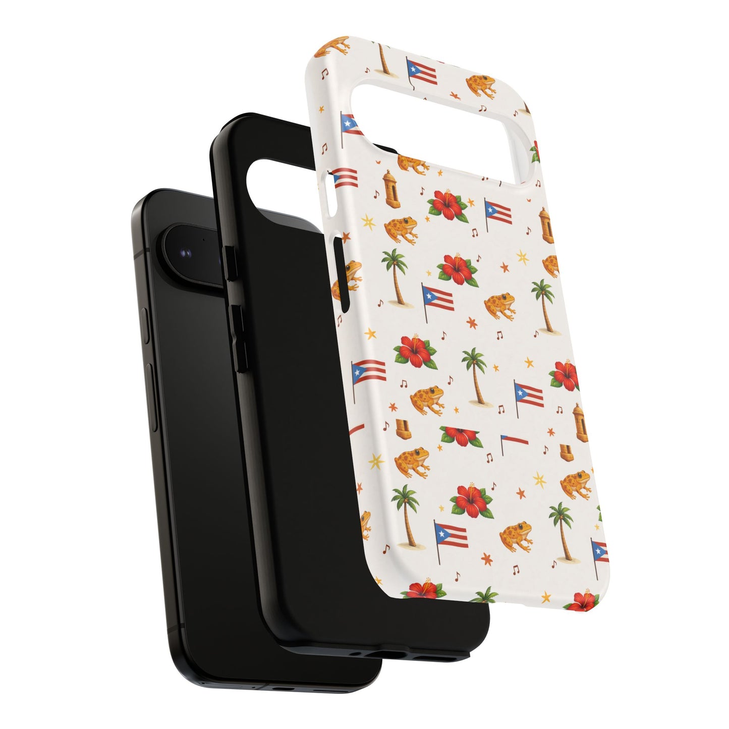 Puerto Rico Pattern Phone Case — Tropical Flag, Hibiscus & Coqui Tough Case