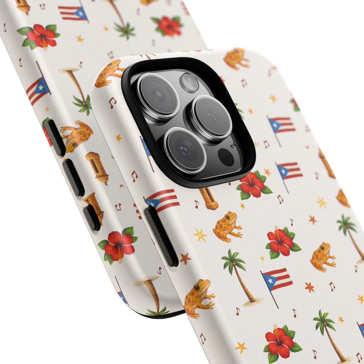 Puerto Rico Pattern Phone Case — Tropical Flag, Hibiscus & Coqui Tough Case