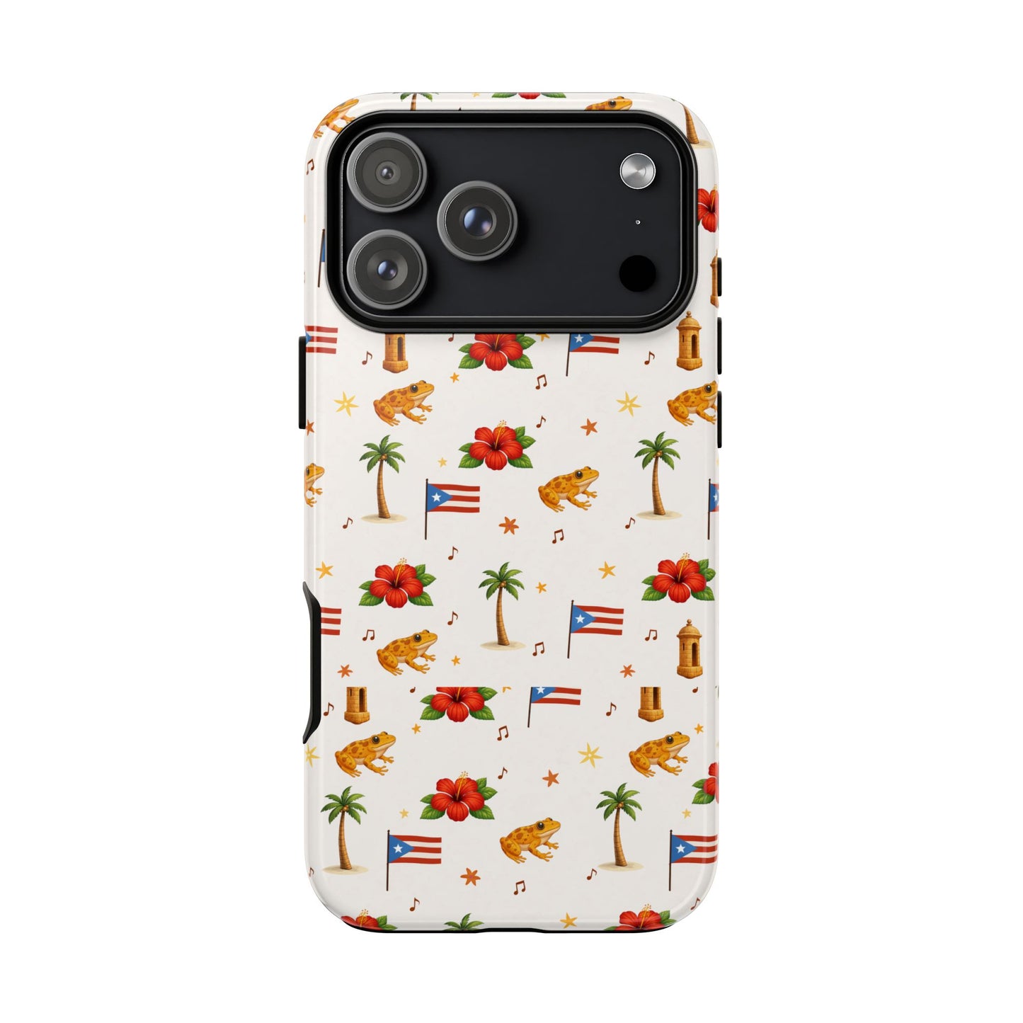 Puerto Rico Pattern Phone Case — Tropical Flag, Hibiscus & Coqui Tough Case