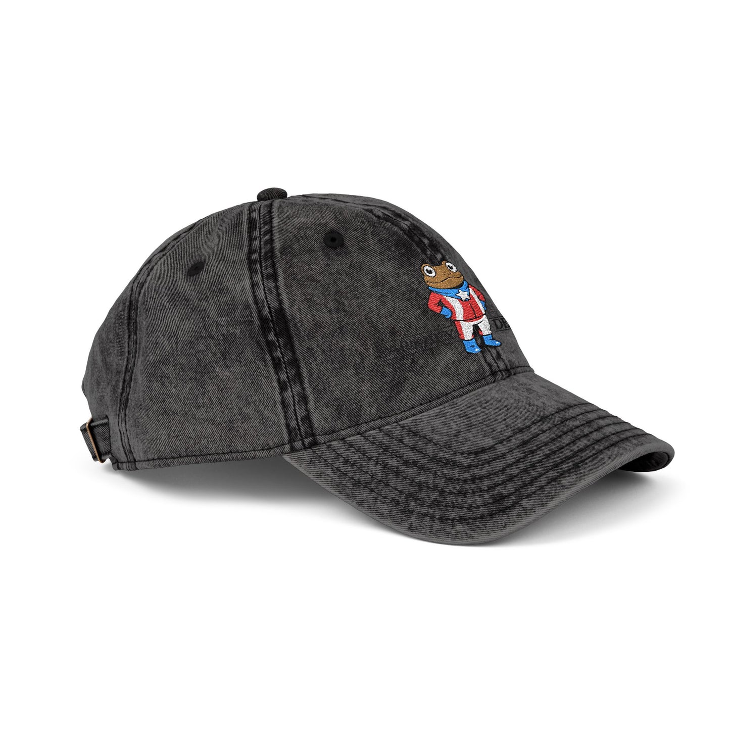 Vintage Puerto Rican Concho Hat . Boricua Embroidered Dad Cap . Washed Denim Style Baseball Cap . Island Pride Streetwear