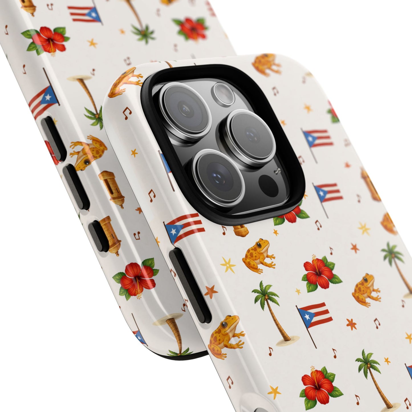 Puerto Rico Pattern Phone Case — Tropical Flag, Hibiscus & Coqui Tough Case