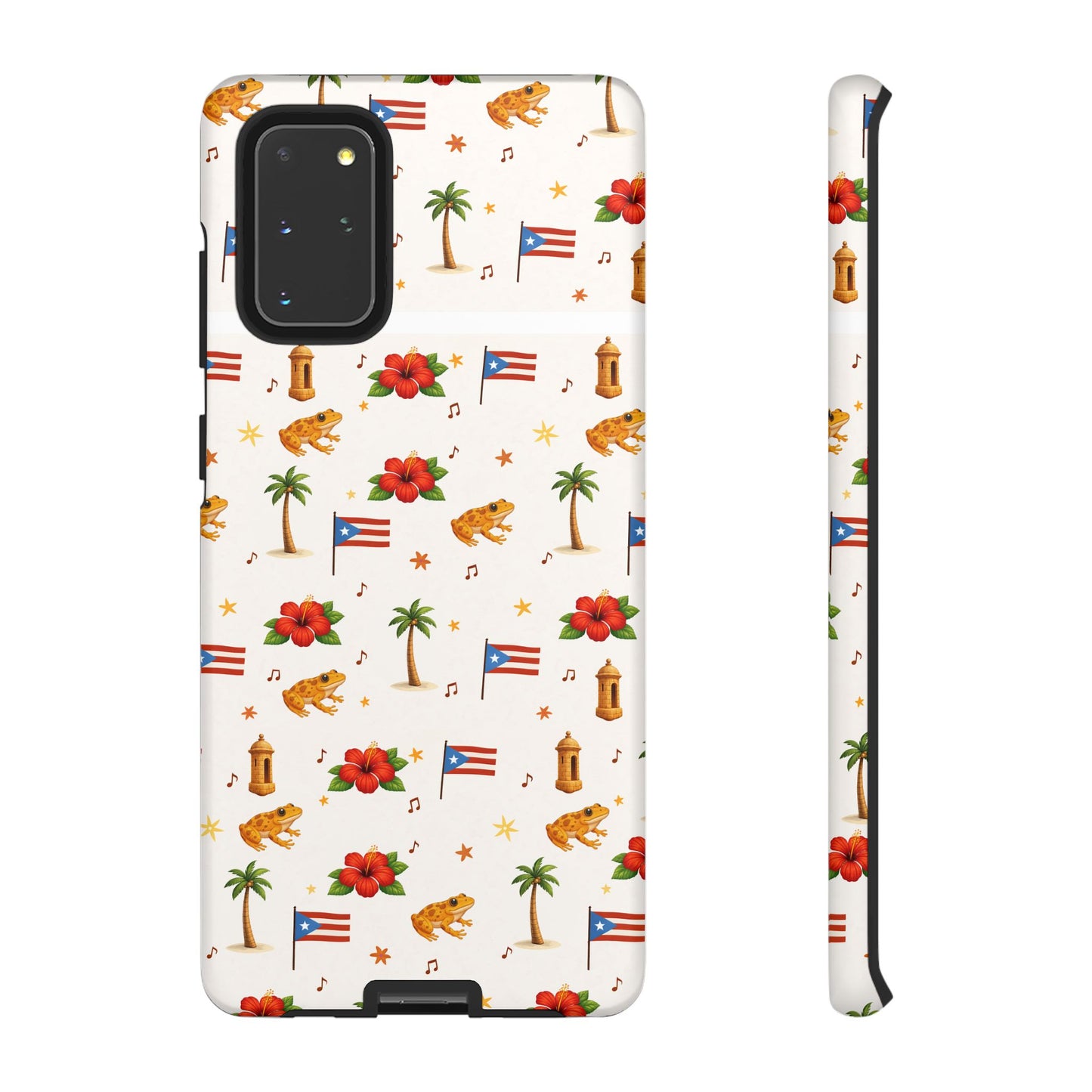 Puerto Rico Pattern Phone Case — Tropical Flag, Hibiscus & Coqui Tough Case
