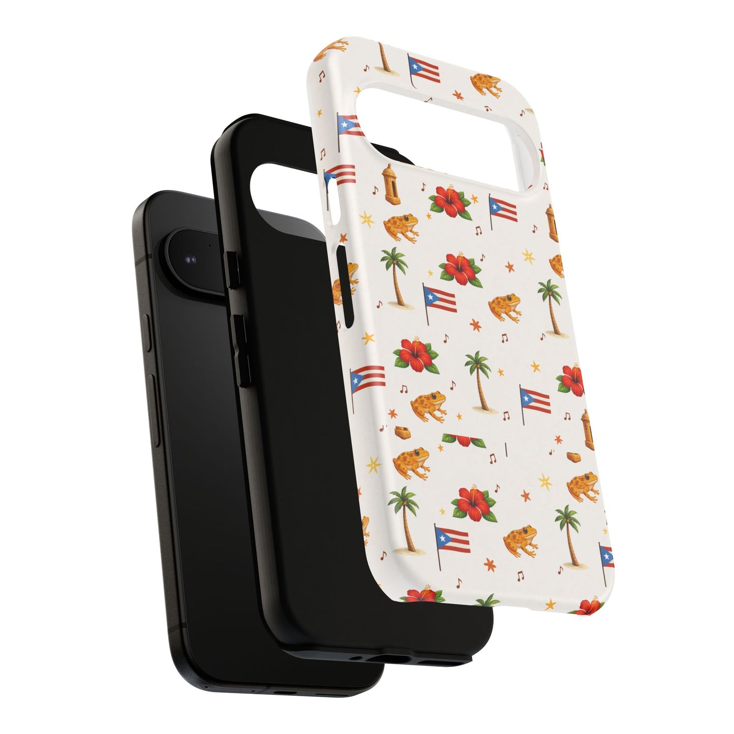 Puerto Rico Pattern Phone Case — Tropical Flag, Hibiscus & Coqui Tough Case