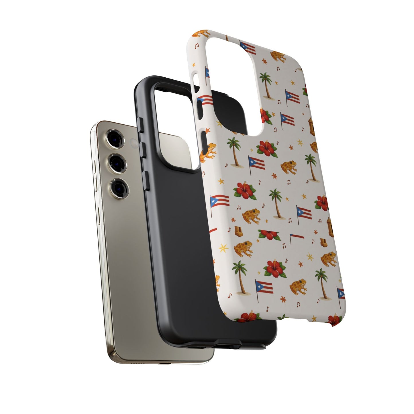 Puerto Rico Pattern Phone Case — Tropical Flag, Hibiscus & Coqui Tough Case