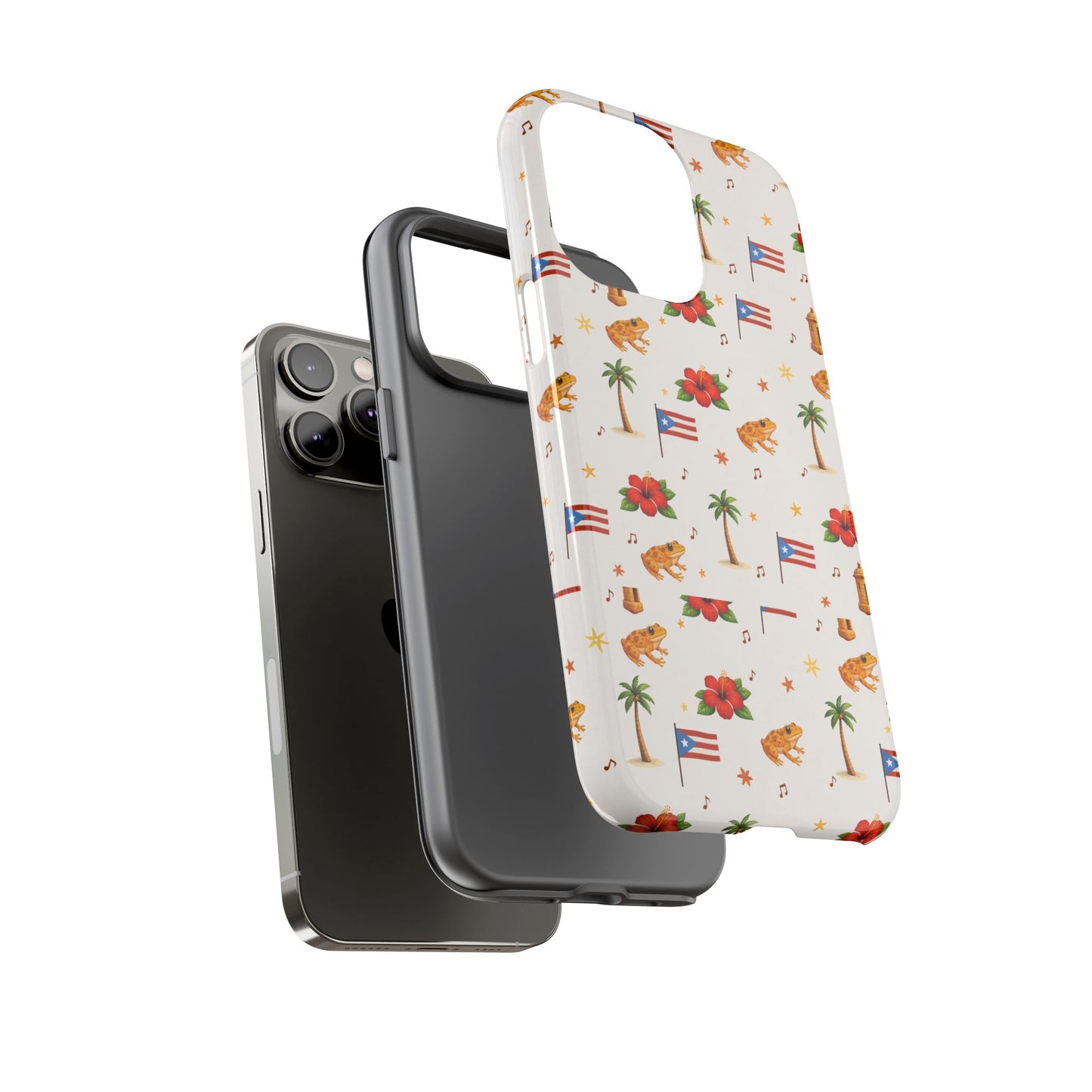 Puerto Rico Pattern Phone Case — Tropical Flag, Hibiscus & Coqui Tough Case