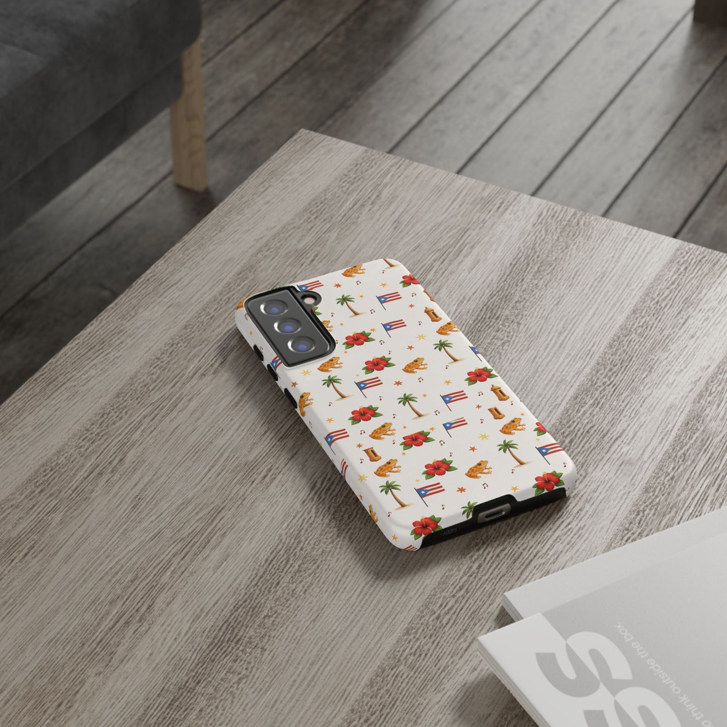 Puerto Rico Pattern Phone Case — Tropical Flag, Hibiscus & Coqui Tough Case