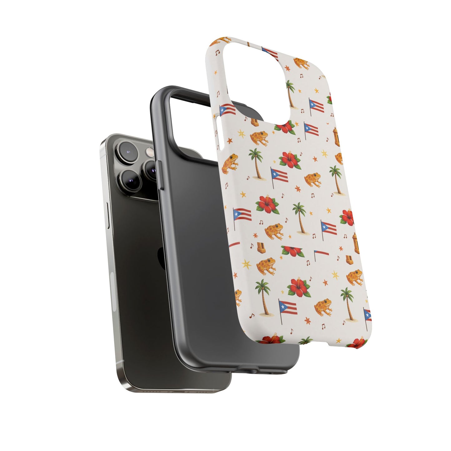 Puerto Rico Pattern Phone Case — Tropical Flag, Hibiscus & Coqui Tough Case