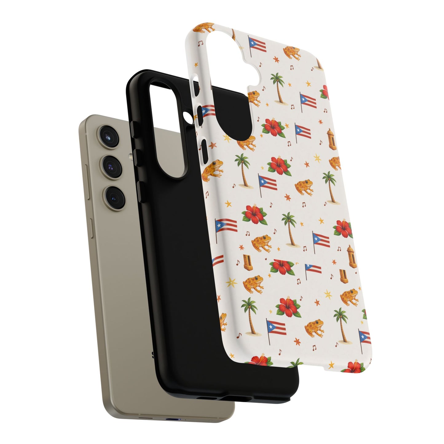 Puerto Rico Pattern Phone Case — Tropical Flag, Hibiscus & Coqui Tough Case