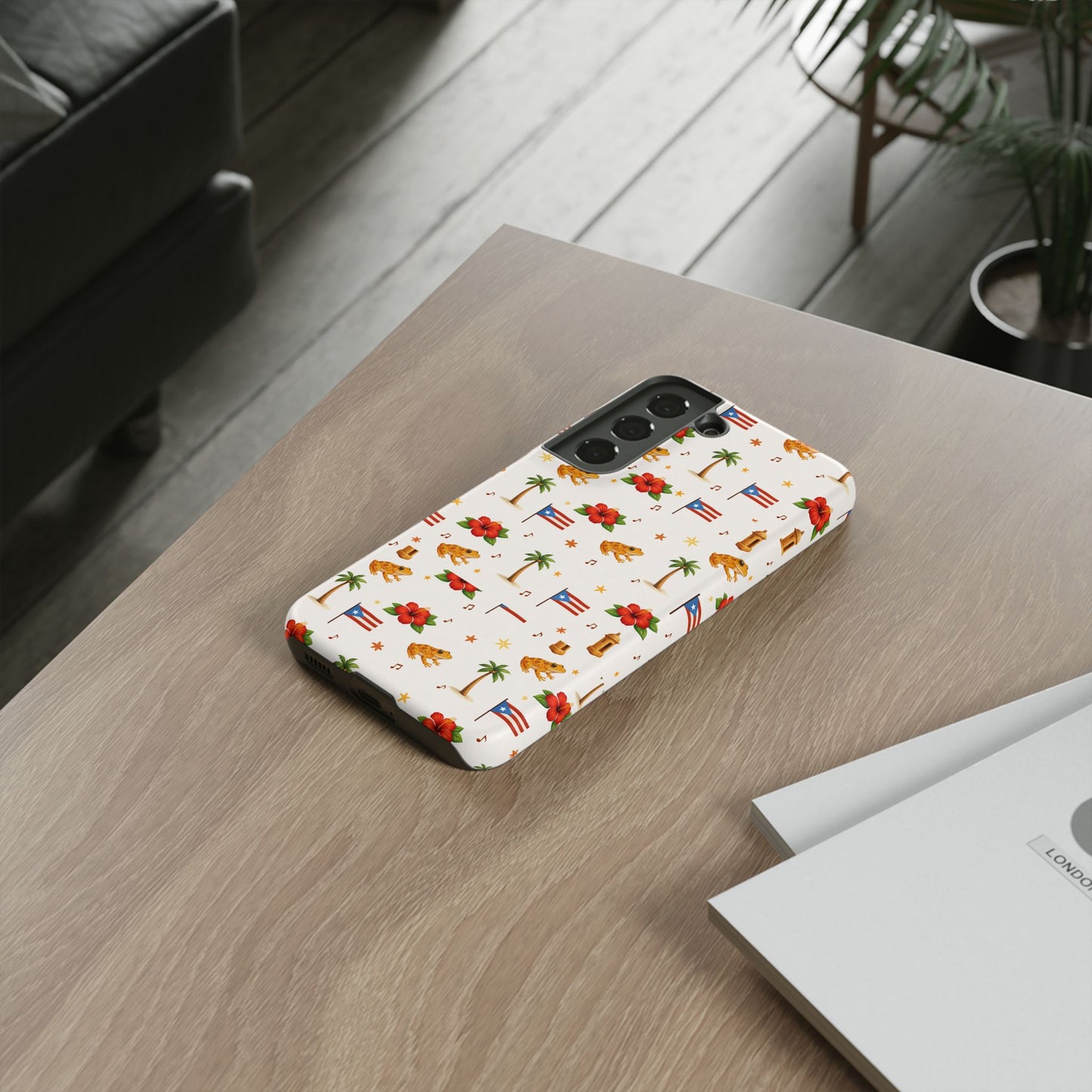 Puerto Rico Pattern Phone Case — Tropical Flag, Hibiscus & Coqui Tough Case