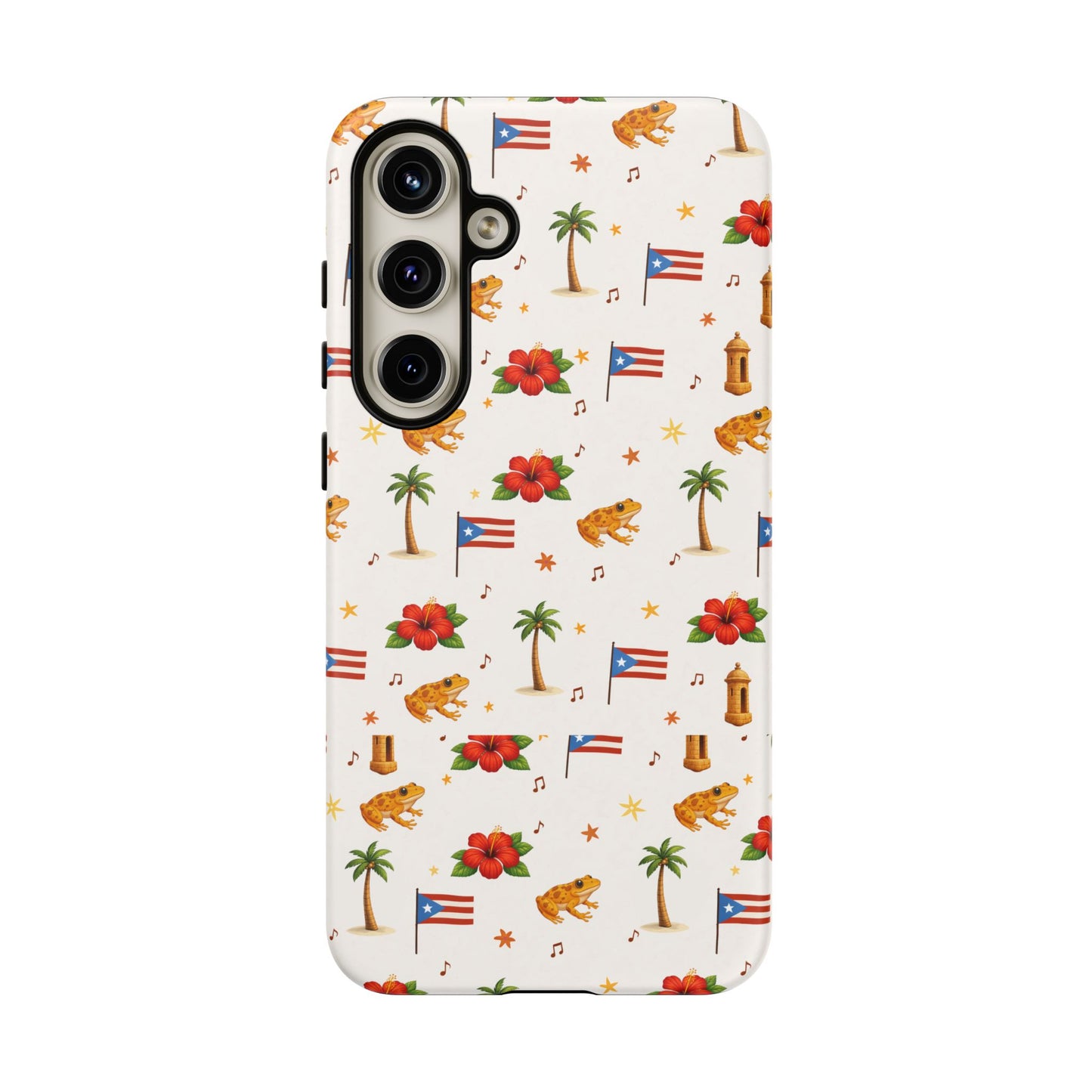 Puerto Rico Pattern Phone Case — Tropical Flag, Hibiscus & Coqui Tough Case