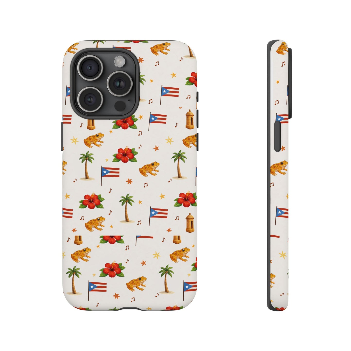 Puerto Rico Pattern Phone Case — Tropical Flag, Hibiscus & Coqui Tough Case