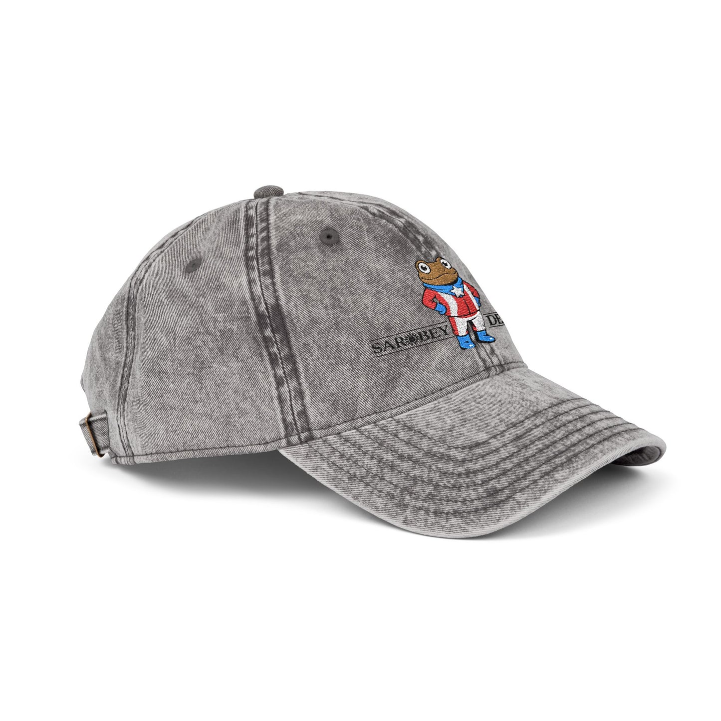 Vintage Puerto Rican Concho Hat . Boricua Embroidered Dad Cap . Washed Denim Style Baseball Cap . Island Pride Streetwear