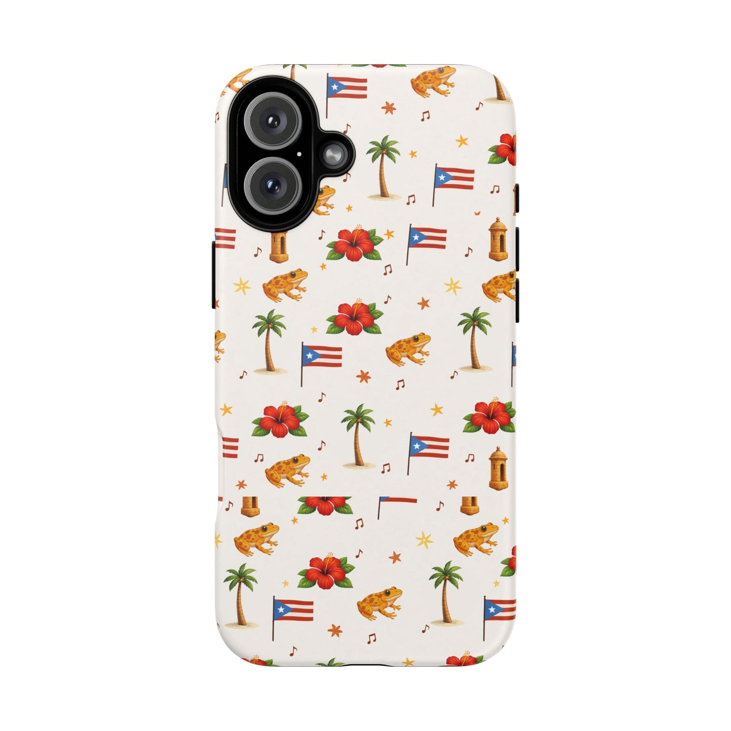 Puerto Rico Pattern Phone Case — Tropical Flag, Hibiscus & Coqui Tough Case