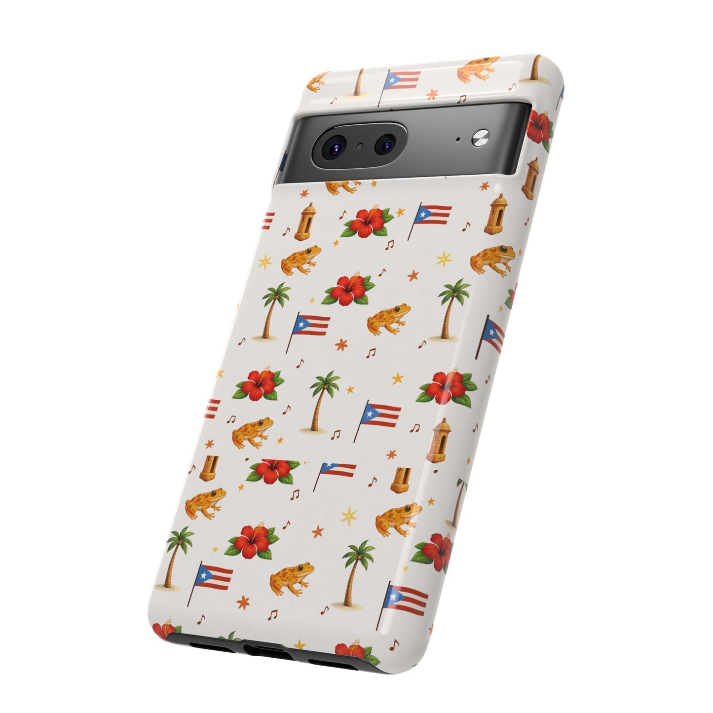 Puerto Rico Pattern Phone Case — Tropical Flag, Hibiscus & Coqui Tough Case