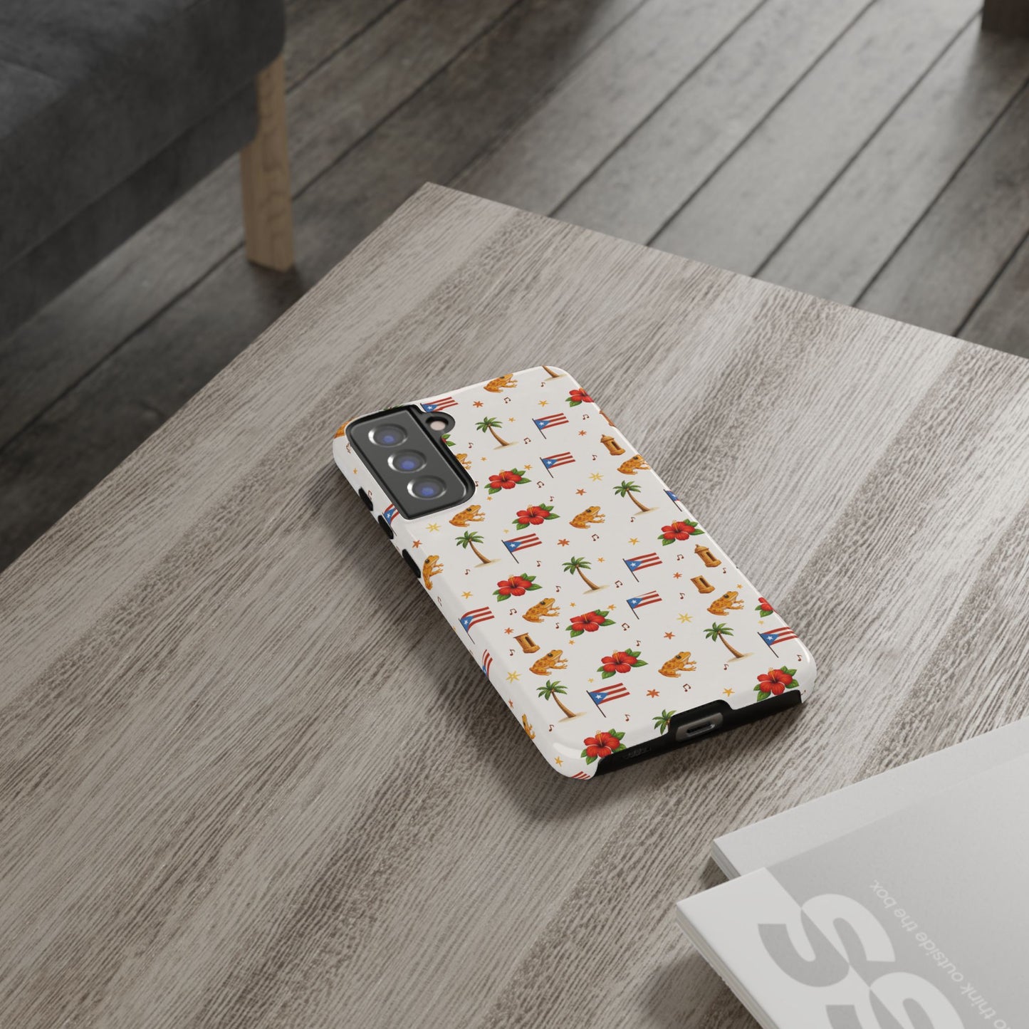 Puerto Rico Pattern Phone Case — Tropical Flag, Hibiscus & Coqui Tough Case