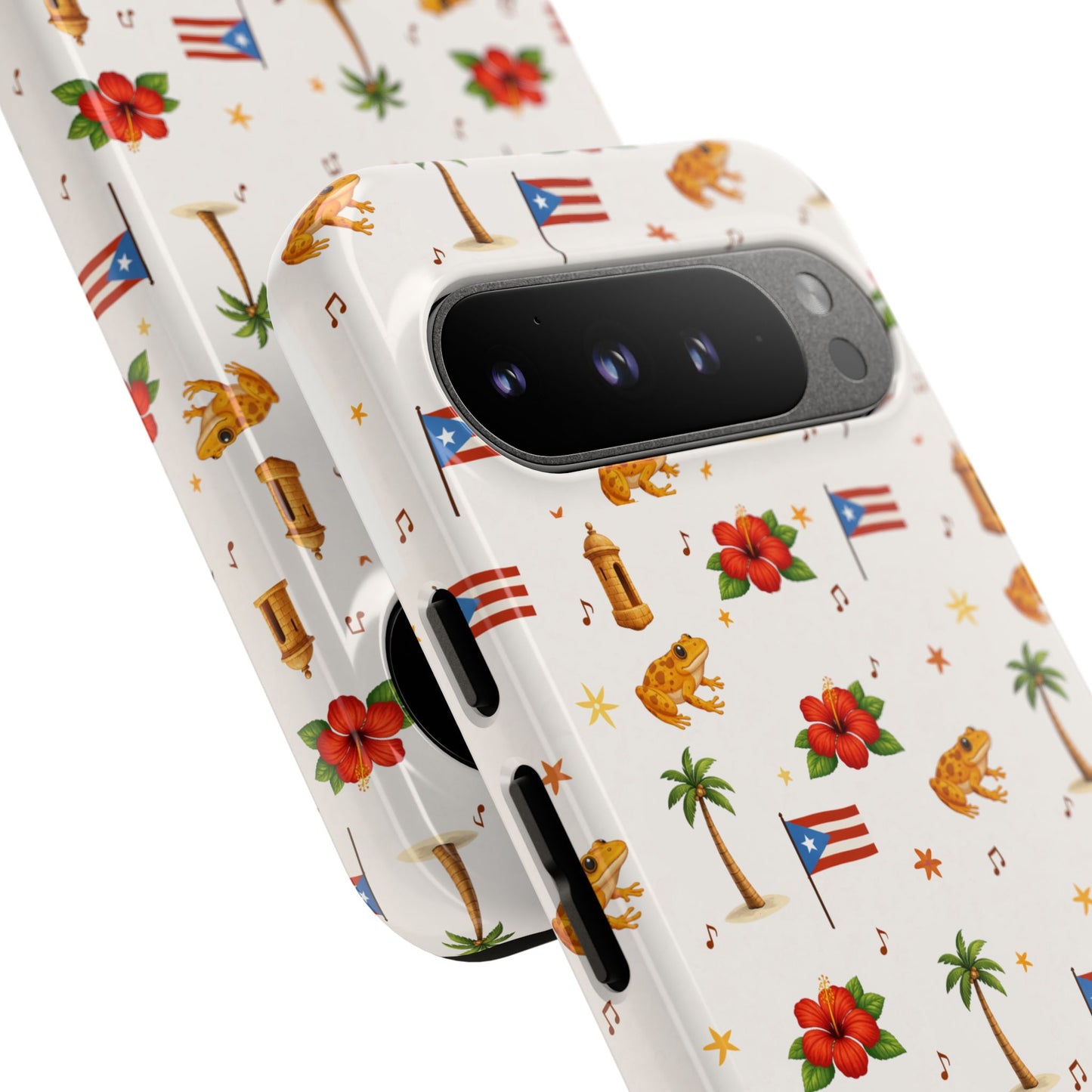 Puerto Rico Pattern Phone Case — Tropical Flag, Hibiscus & Coqui Tough Case