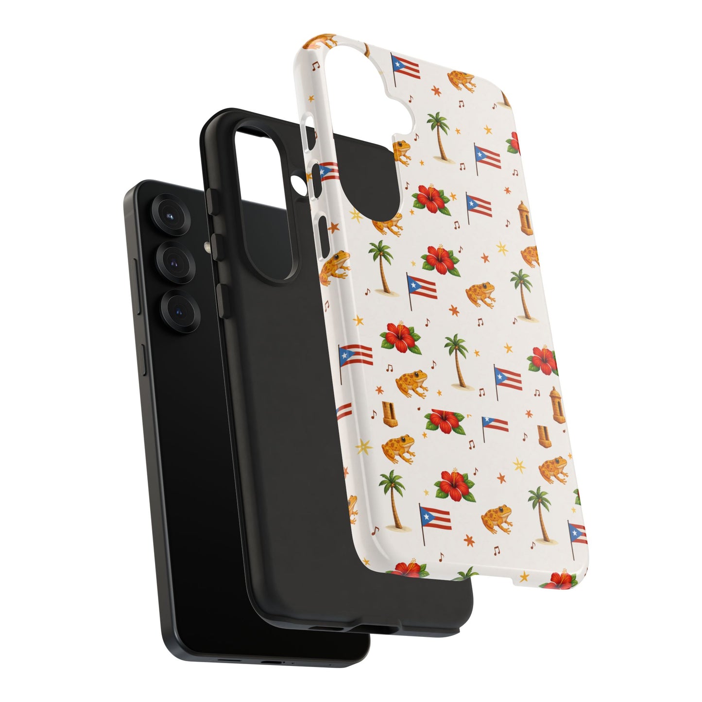Puerto Rico Pattern Phone Case — Tropical Flag, Hibiscus & Coqui Tough Case