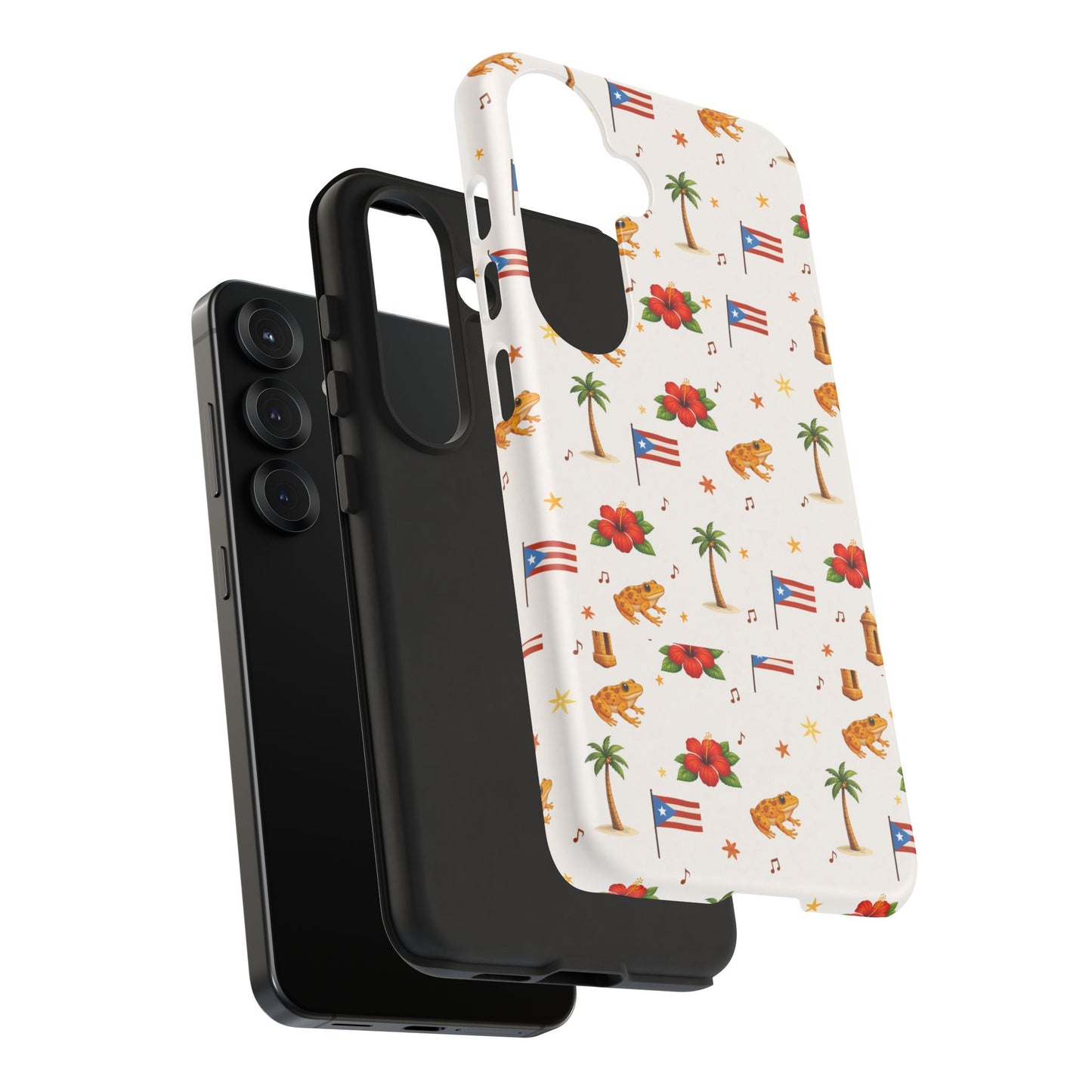 Puerto Rico Pattern Phone Case — Tropical Flag, Hibiscus & Coqui Tough Case