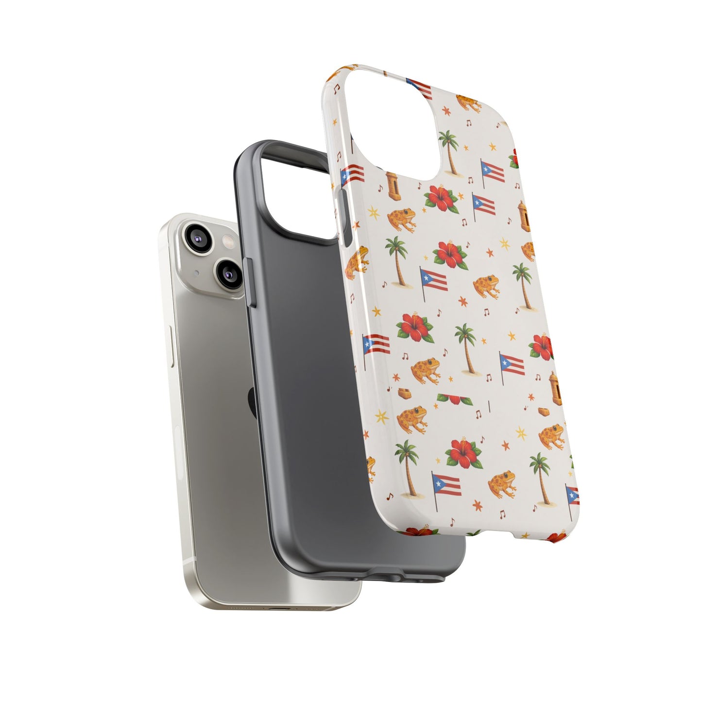 Puerto Rico Pattern Phone Case — Tropical Flag, Hibiscus & Coqui Tough Case